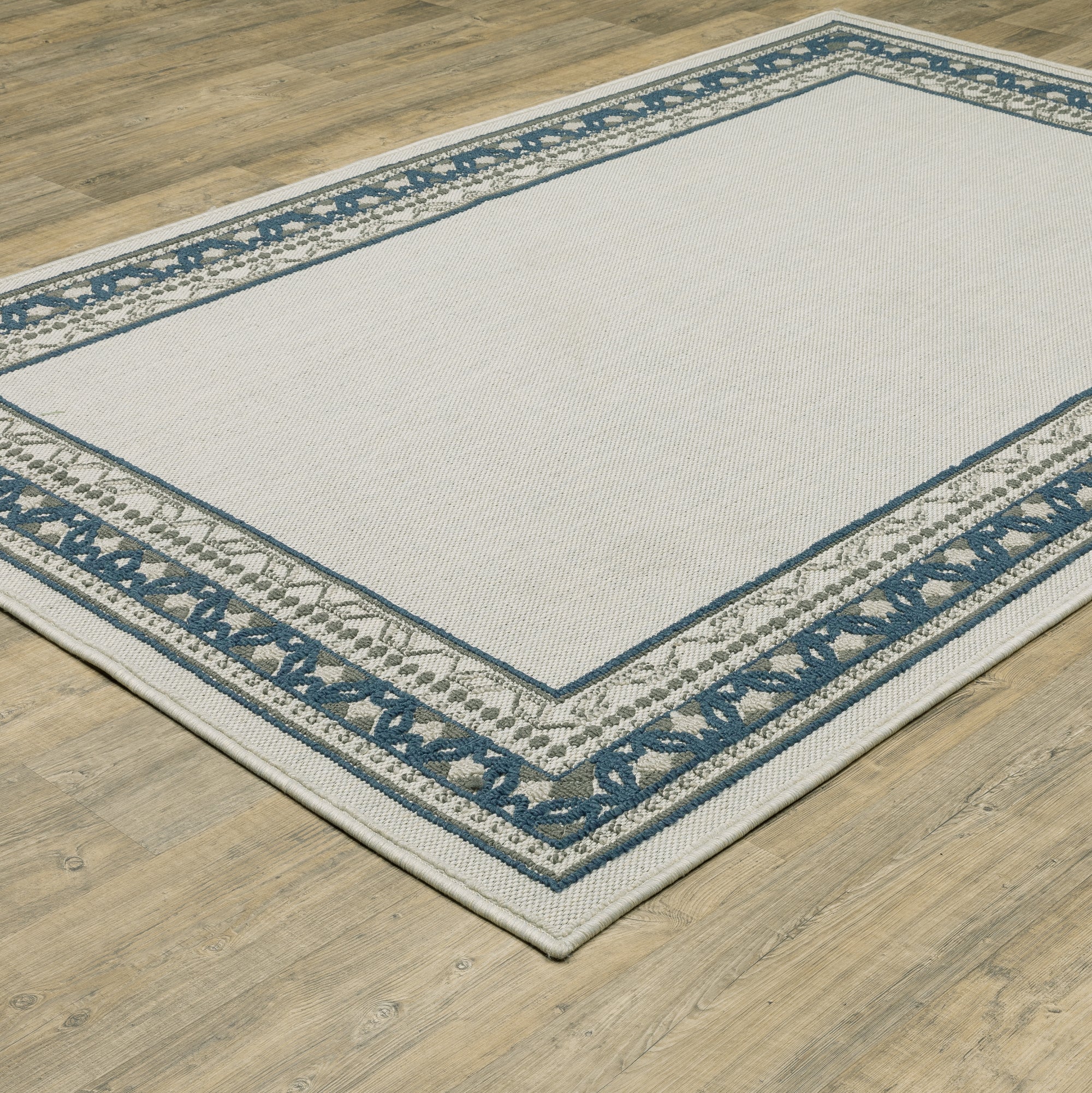 Grey Teal Light Grey Traditional Casual  Area Rug