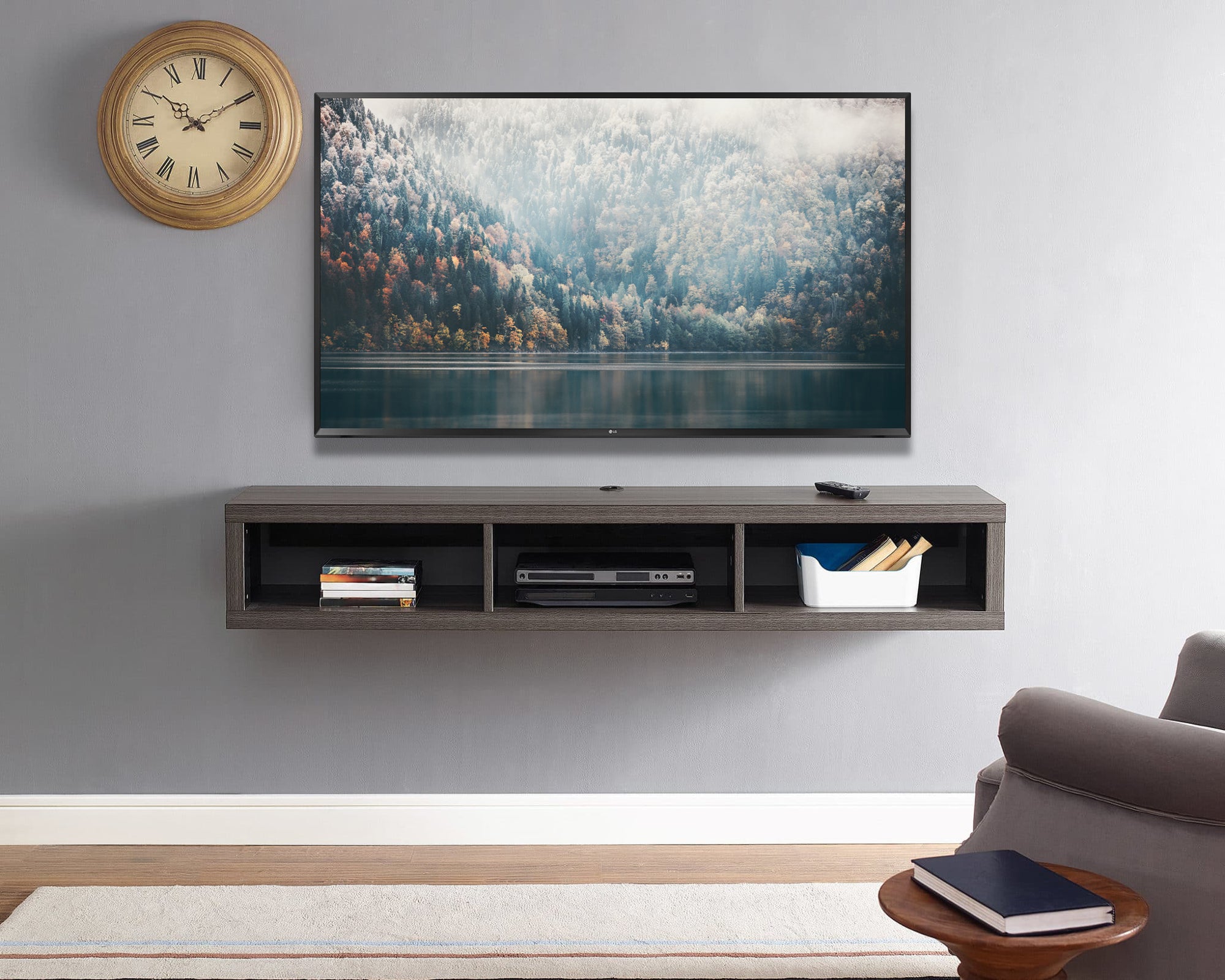 Floating Wall Mount TV Stand - Newport - Skyline Gray