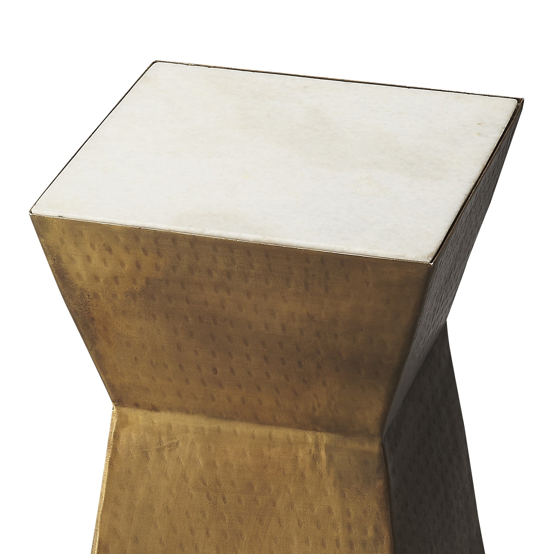 Mid Century Modern Aged Brass and Marble Side Table