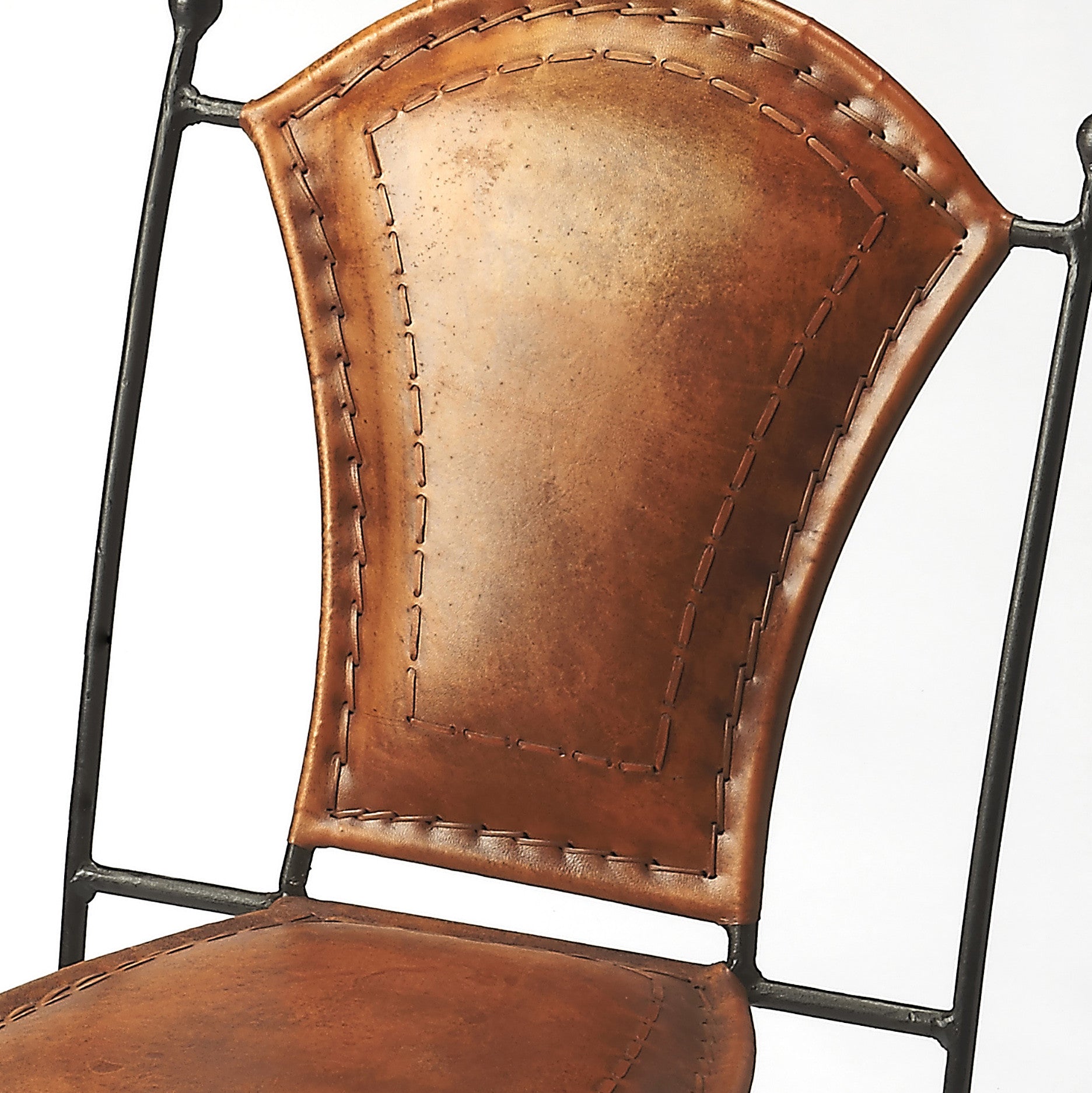 Southwestern Spanish Leather and Iron Dining Chair