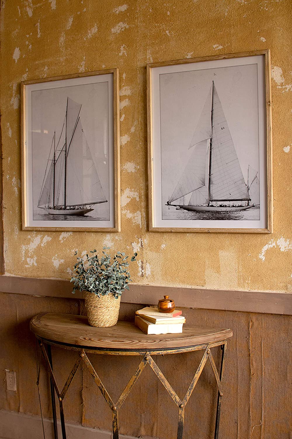 Framed Sailboat Prints Coastal Wall Art - Set of 2