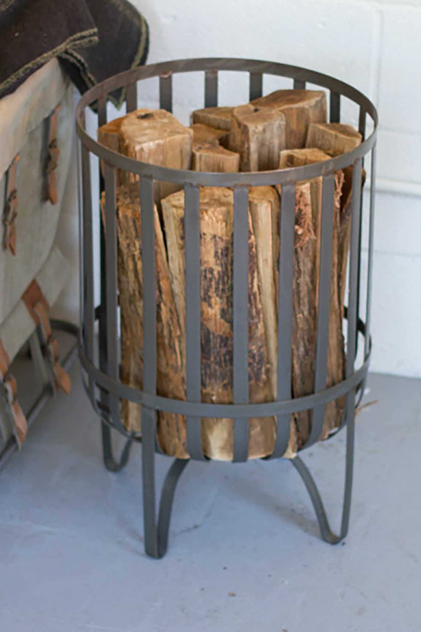 Industrial Modern Raw Metal Log Basket