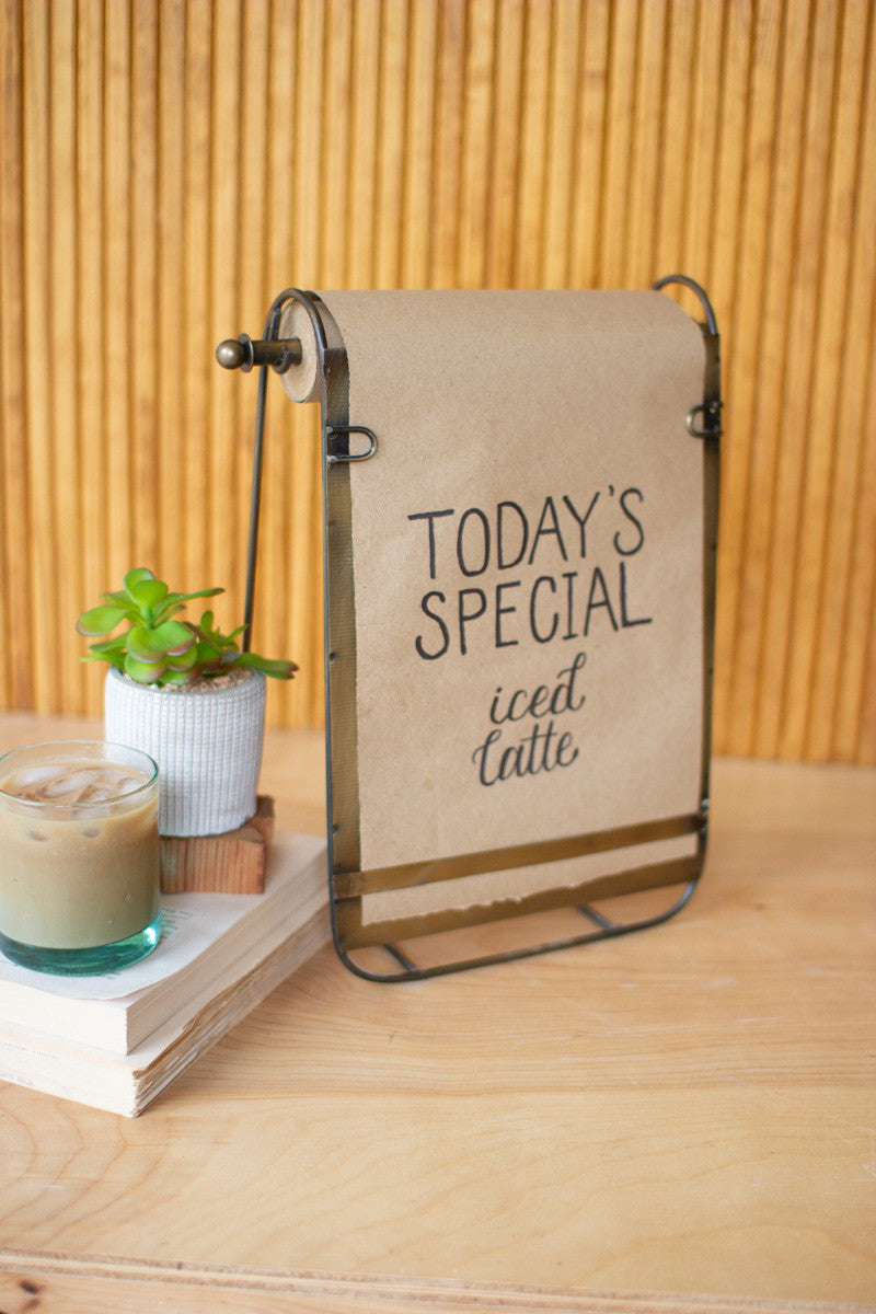 Antiqued Brass Easel with Note Roll