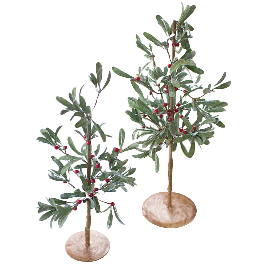 Artificial Mistletoe Christmas Trees - Set of Two
