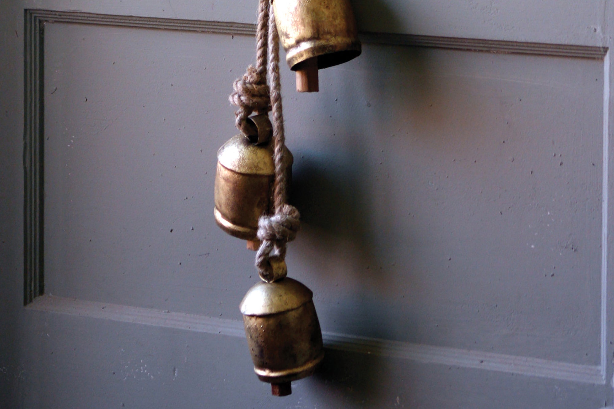 Rustic Iron Hanging Bells With Rope