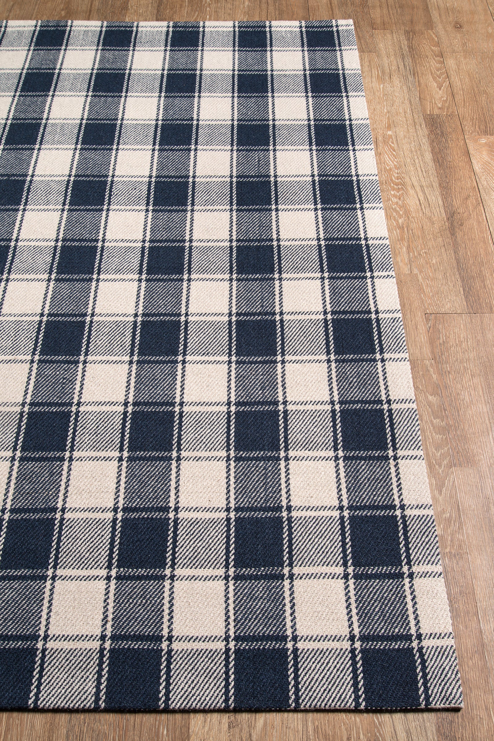 Navy Blue Plaid Tartan Wool Rug - Erin Gates - Marlborough