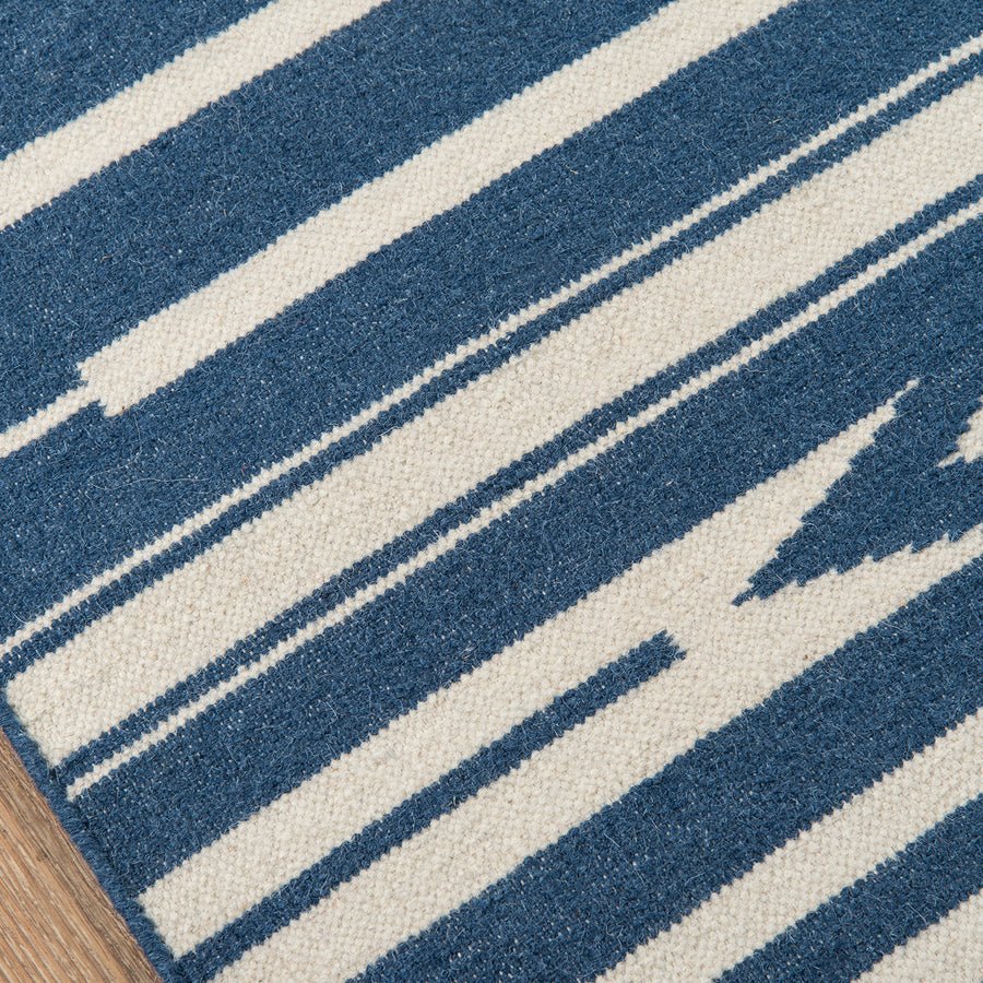Blue and White Striped Southwest Flatweave Rug - Erin Gates - Thompson ...