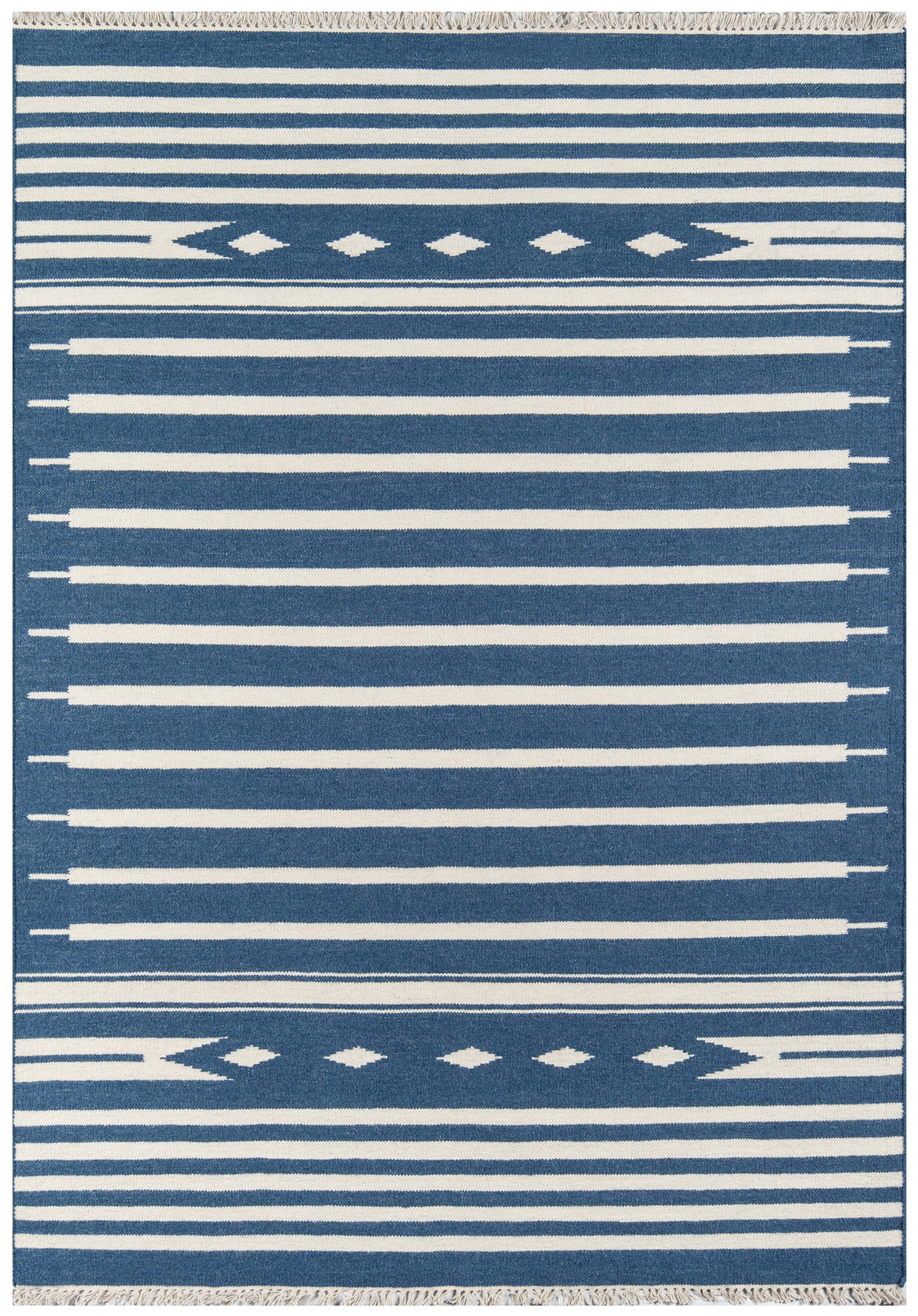 Blue and White Striped Southwest Flatweave Rug - Erin Gates - Thompson