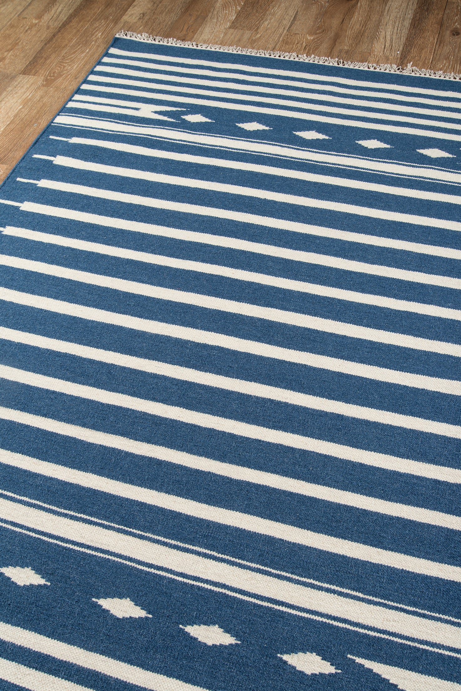 Blue and White Striped Southwest Flatweave Rug - Erin Gates - Thompson
