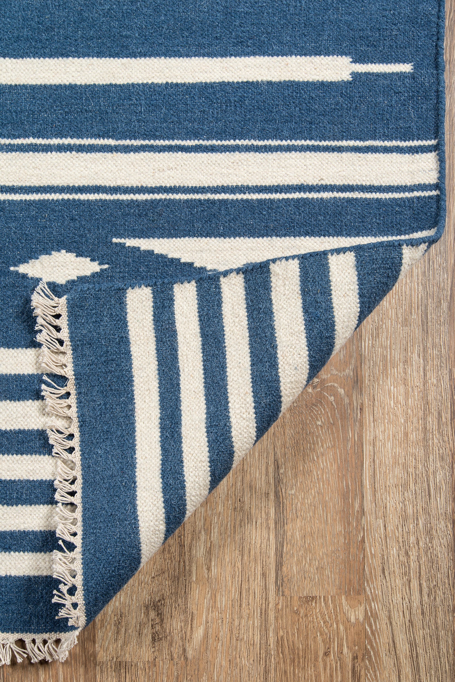 Blue and White Striped Southwest Flatweave Rug - Erin Gates - Thompson
