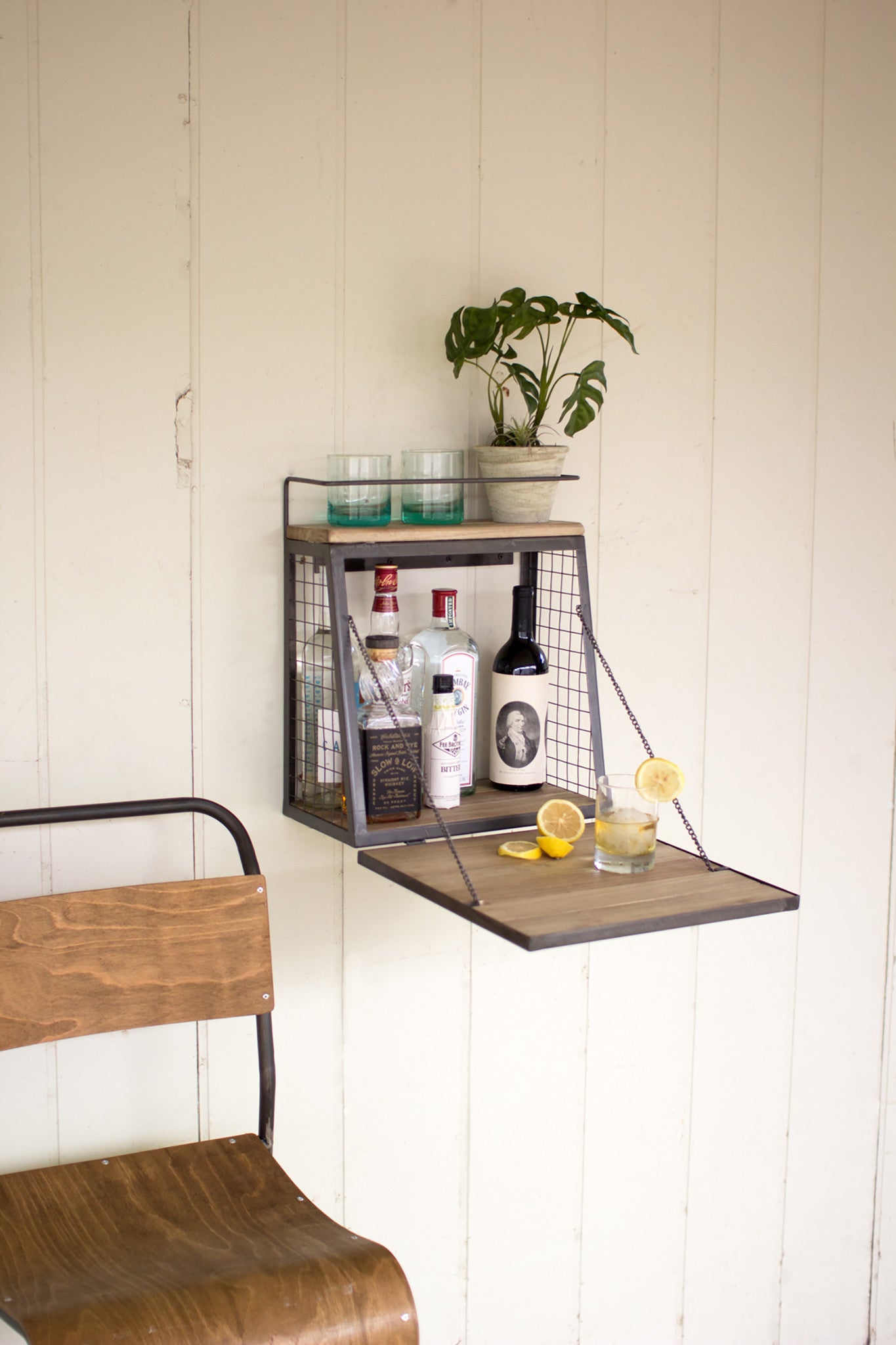 Floating Wall Mount Mini Bar Wine Liquor Shelf