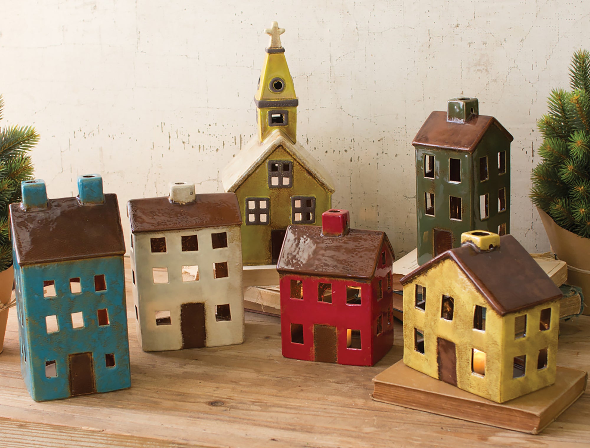 Colorful Ceramic Village - Set of 6