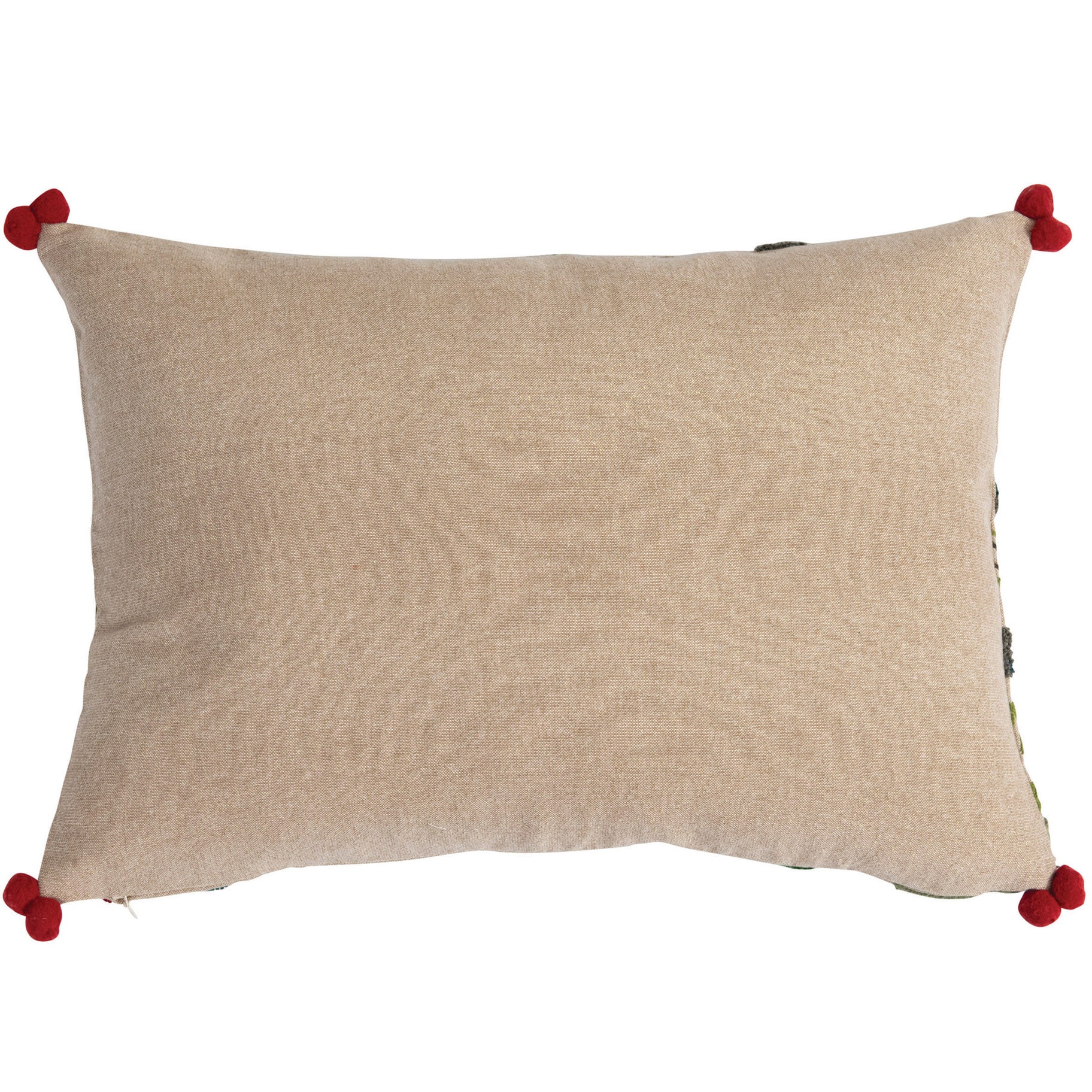 Chambray Christmas Lumbar Pillow Embroidered Peace - Woodwaves