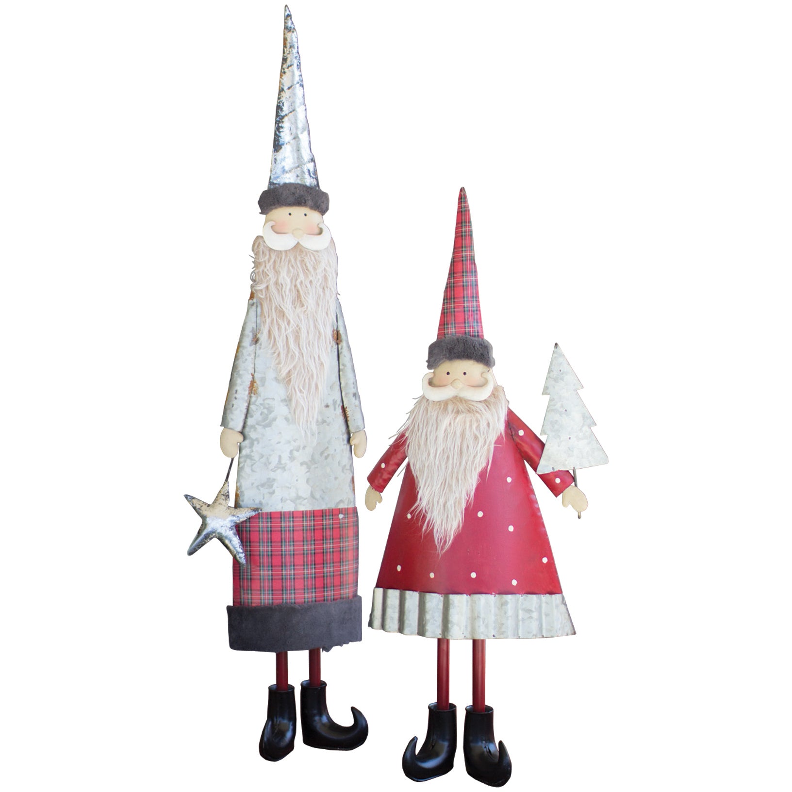 Saint Nick Scrap Metal Santas - Set of Two