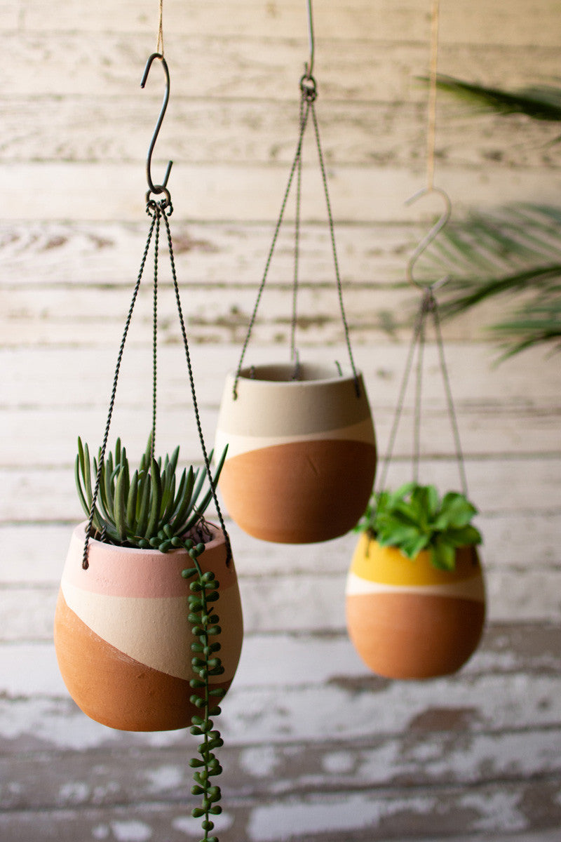 Color Dipped Hanging Planters - Set of Three