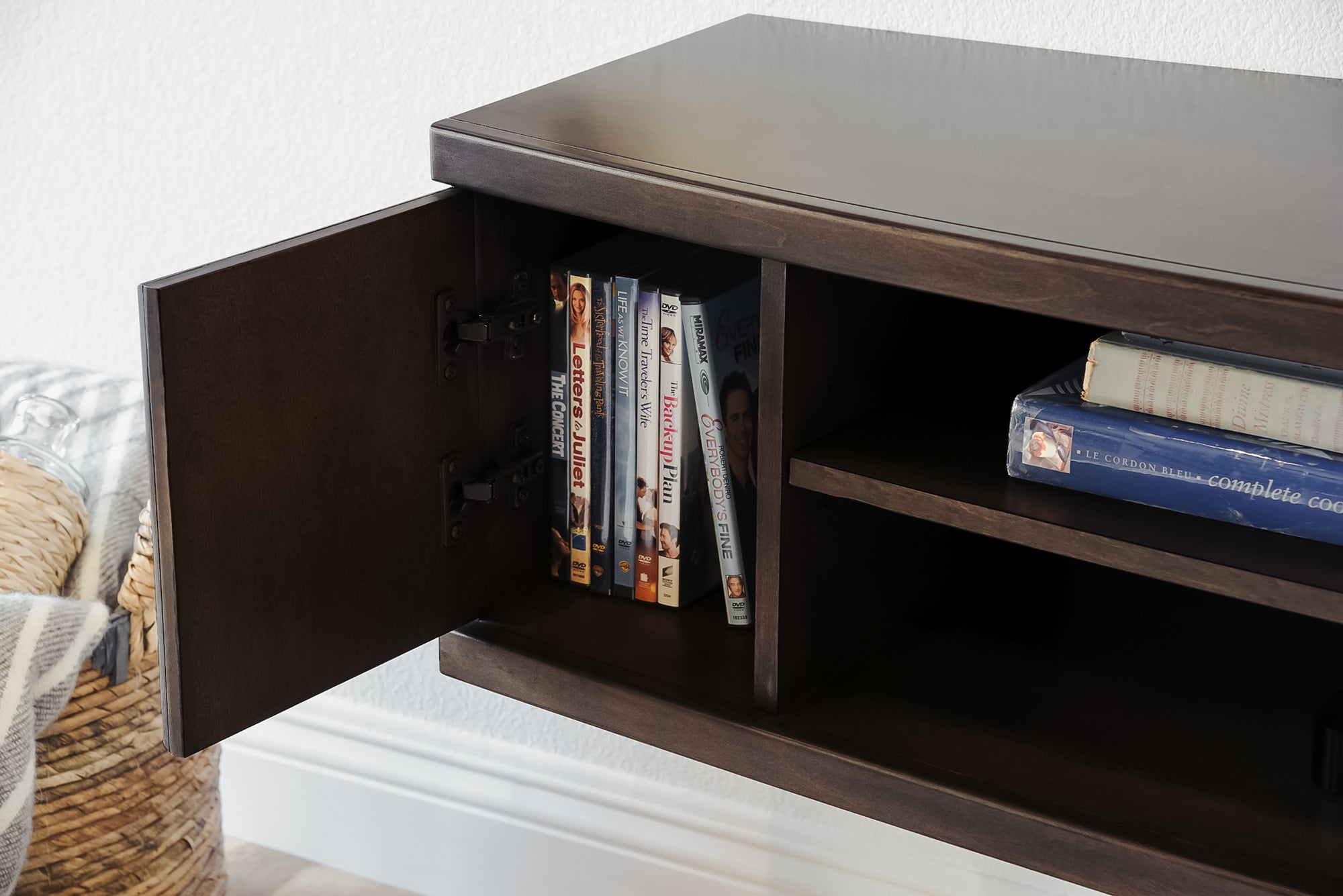 Handcrafted Modern Curved Floating TV Stand - Curve - Espresso
