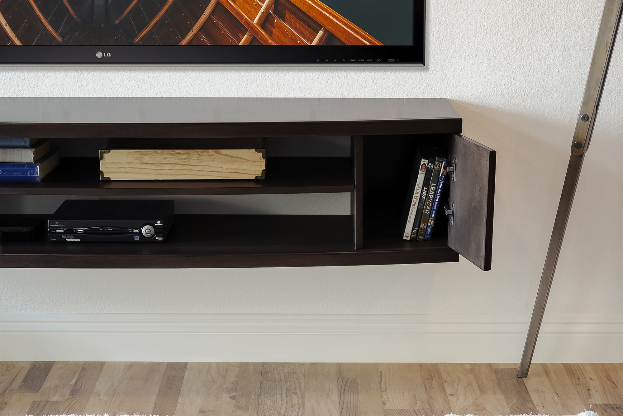 Handcrafted Modern Curved Floating TV Stand - Curve - Espresso