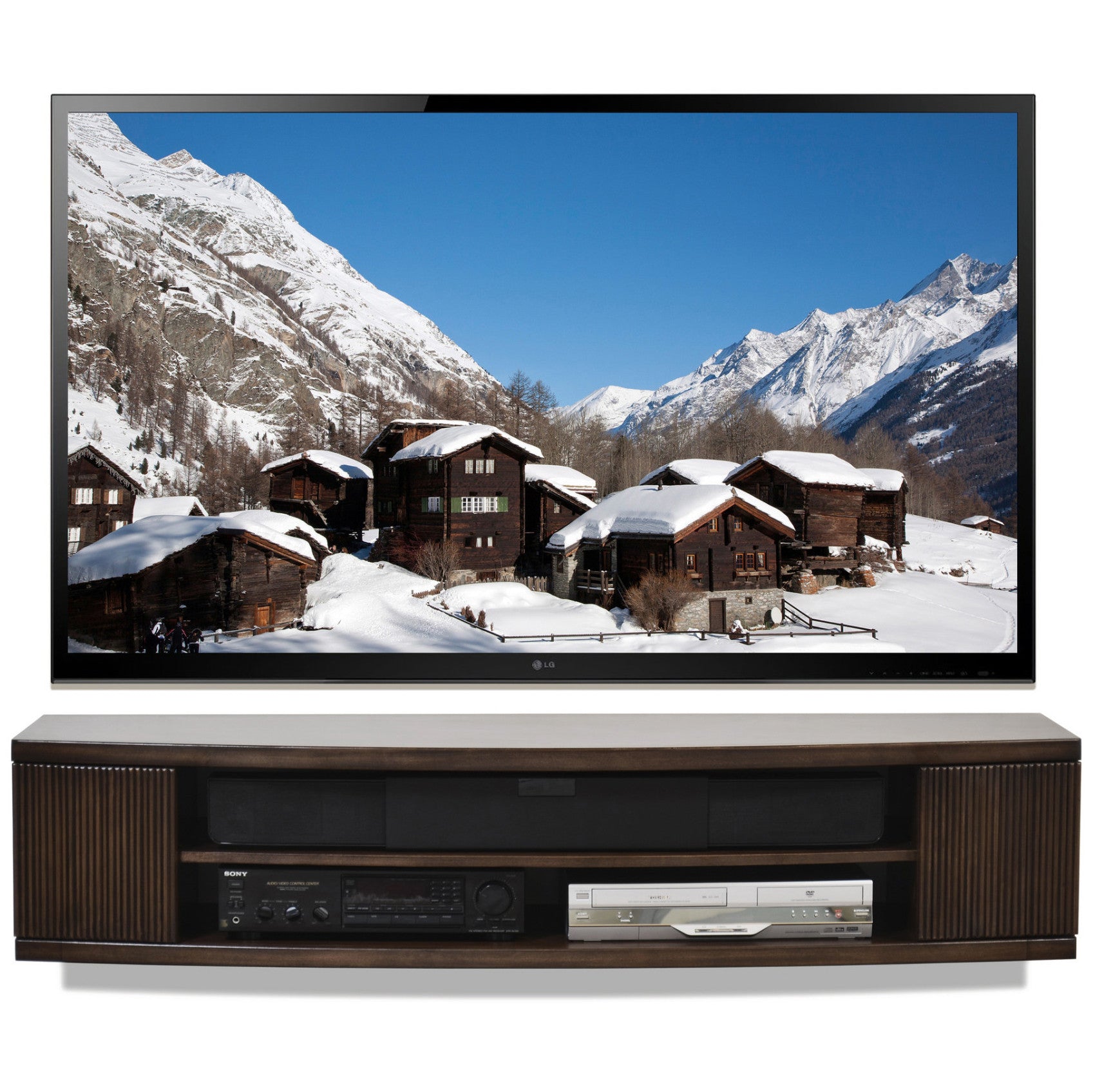 Curved Wall Mount TV Stand - The Curve - Espresso - OB 50% OFF!