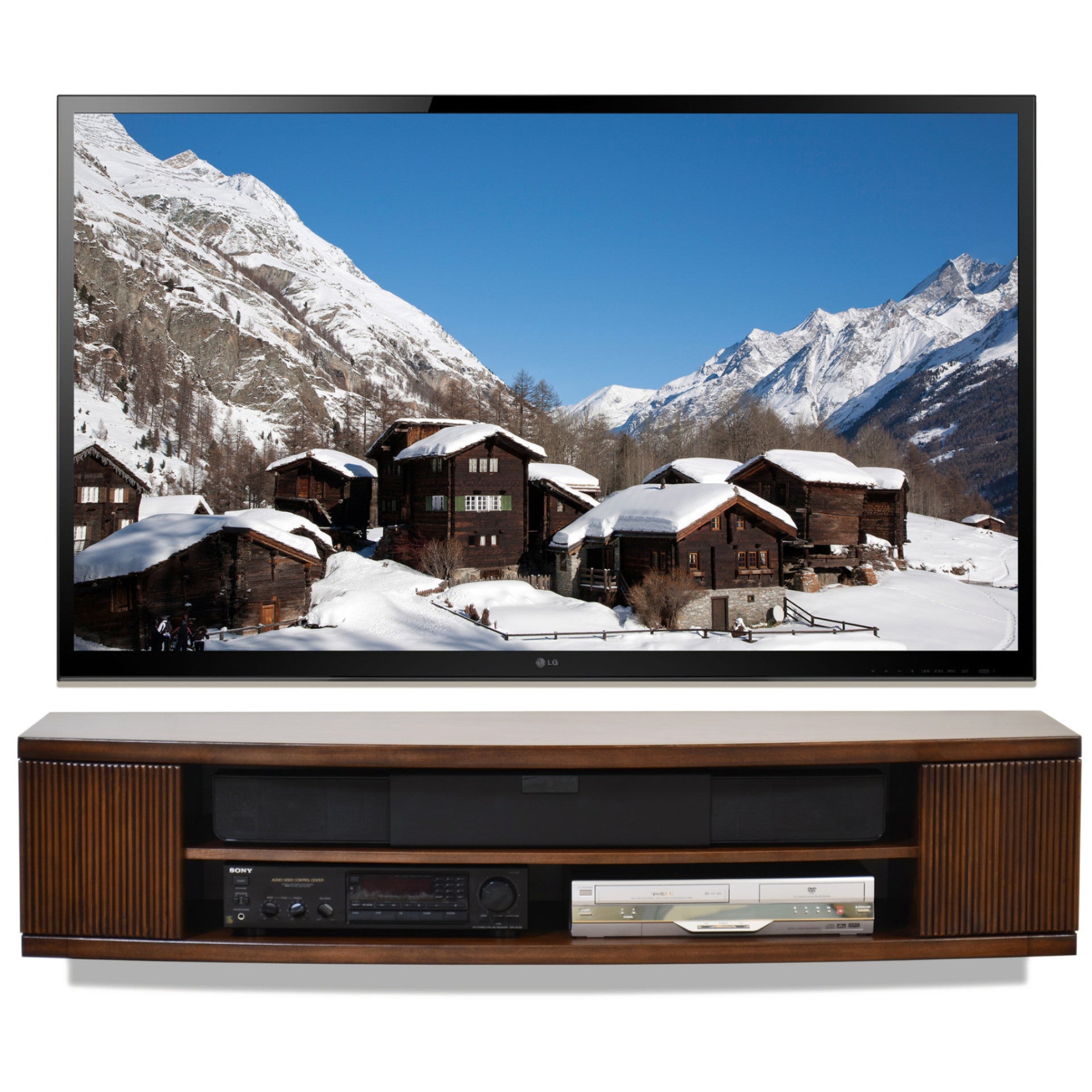 Curved Round Floating TV Console - The Curve - Mocha - OB 50% OFF!