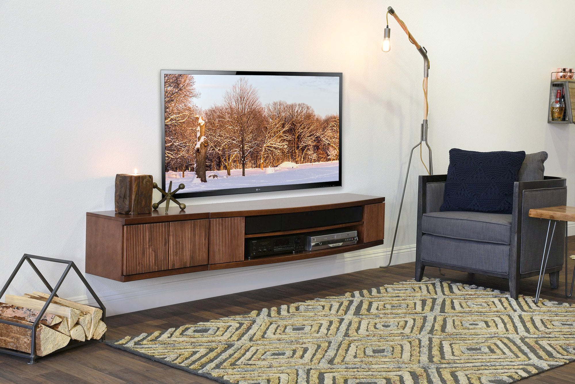 Floating TV Stand - Curve - 2 Piece - Mocha
