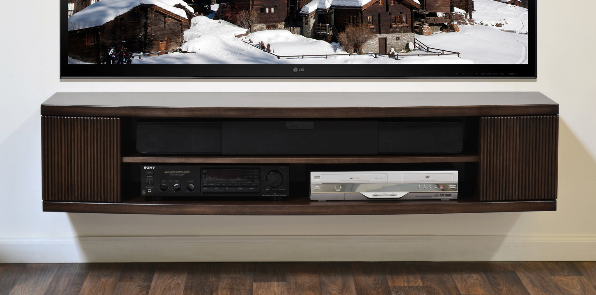 Curved Wall Mount TV Stand - The Curve - Espresso - OB 50% OFF!