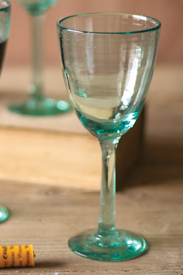 Set of Six Recycled Glass Wine Glasses