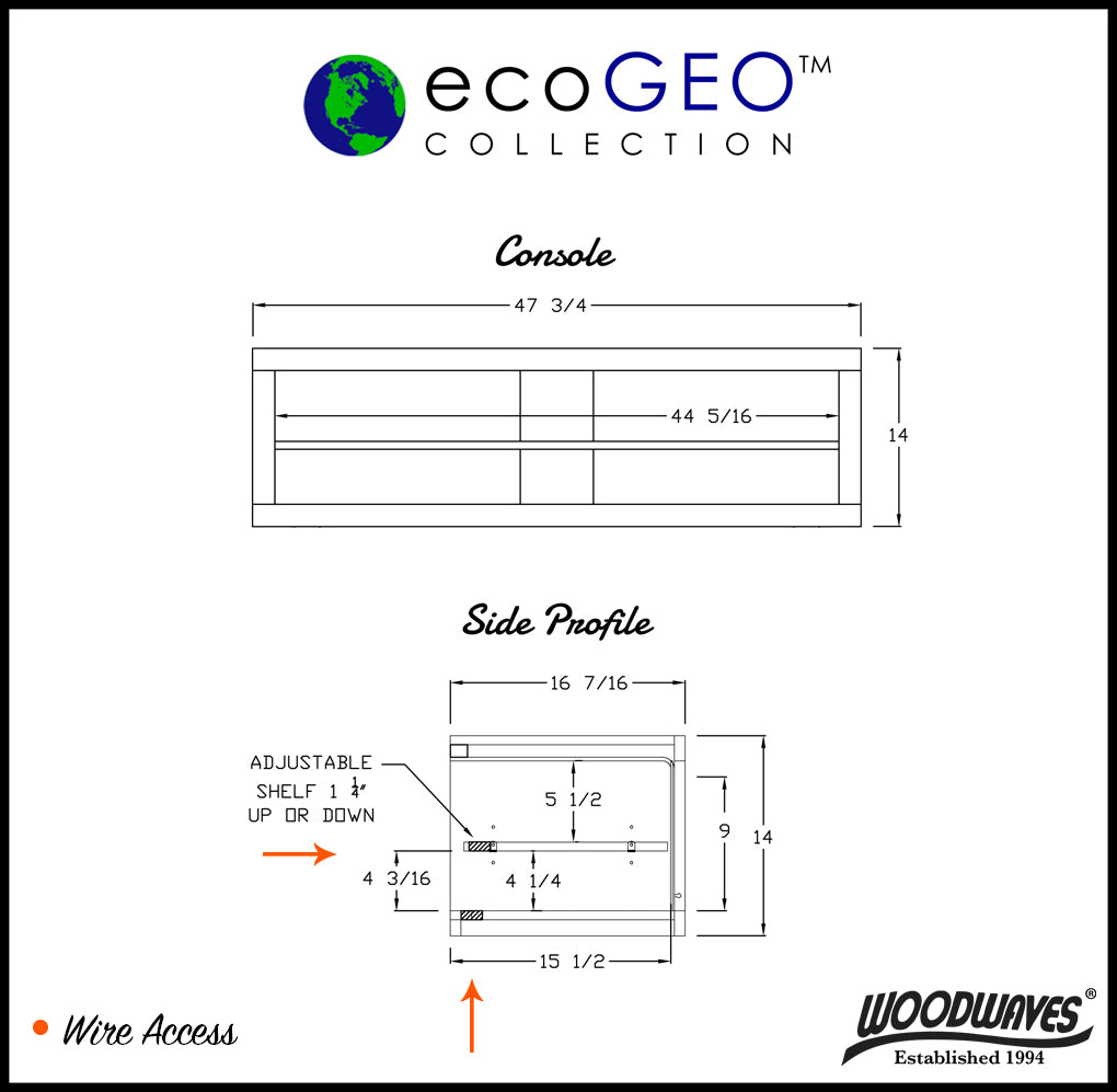 Handcrafted Fully Assembled Floating TV Stand Wall Mount Console - ECO GEO - Lakewood Gray
