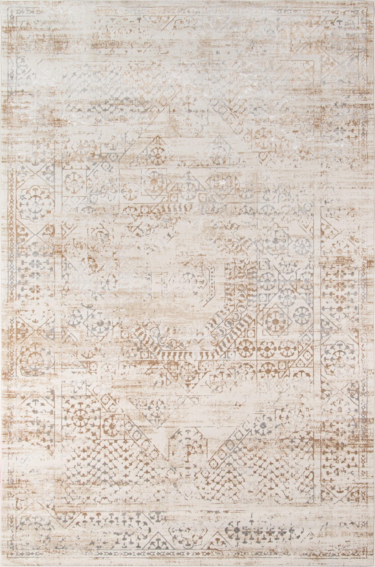 Faded Neutral Ivory Beige Area Rug