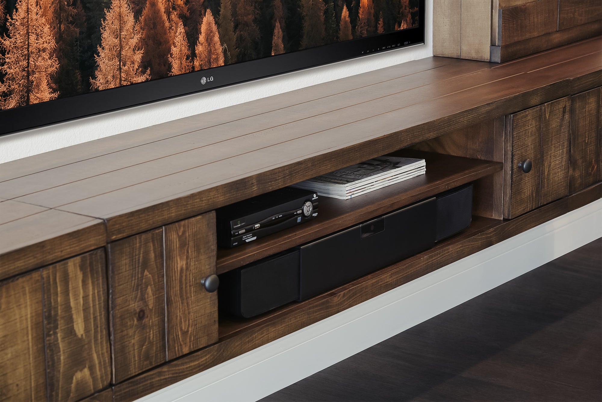 Rustic Farmhouse Barn Door Floating Entertainment Center TV Stand - Spice