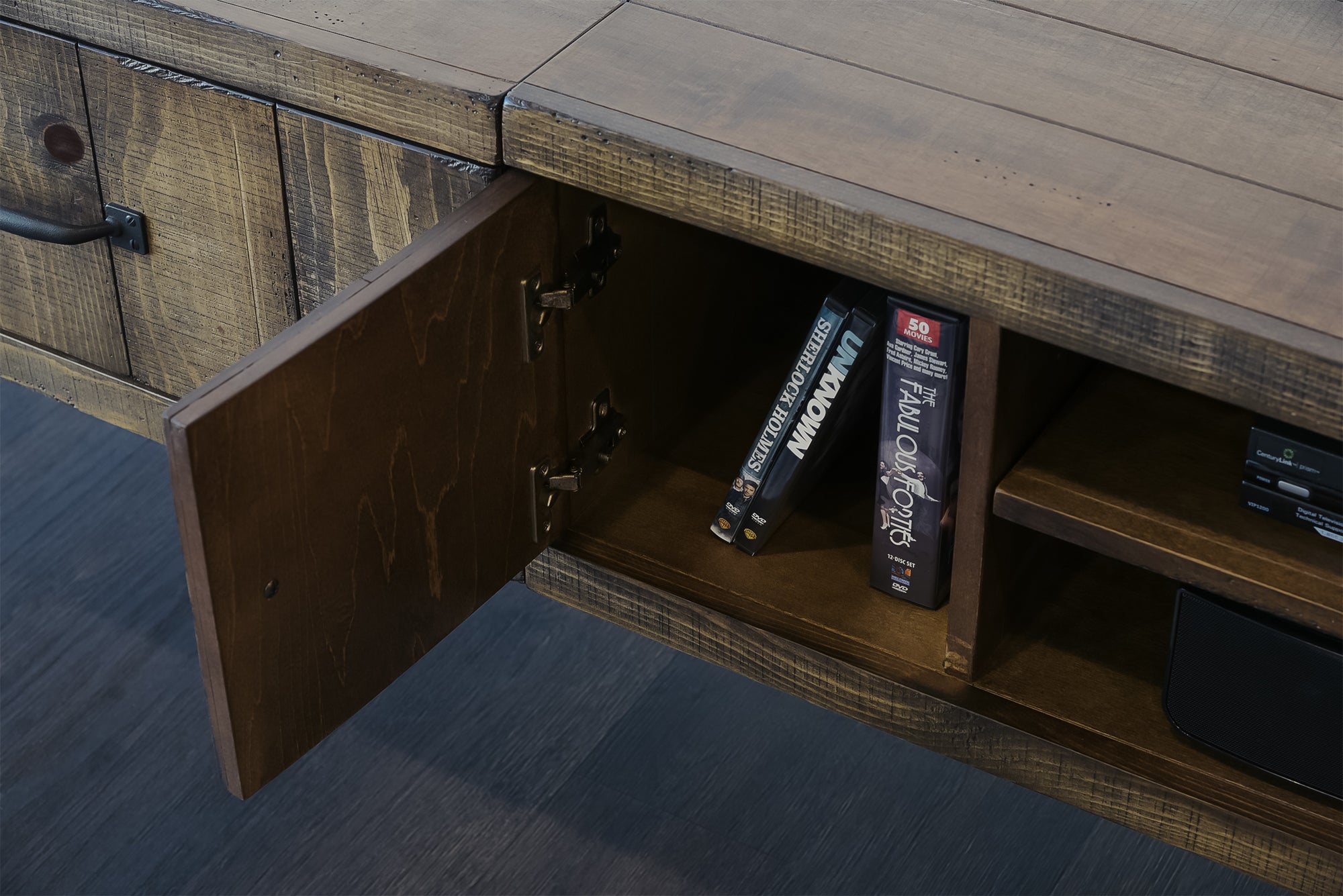 Rustic Farmhouse Barn Door Floating Entertainment Center TV Stand - Spice