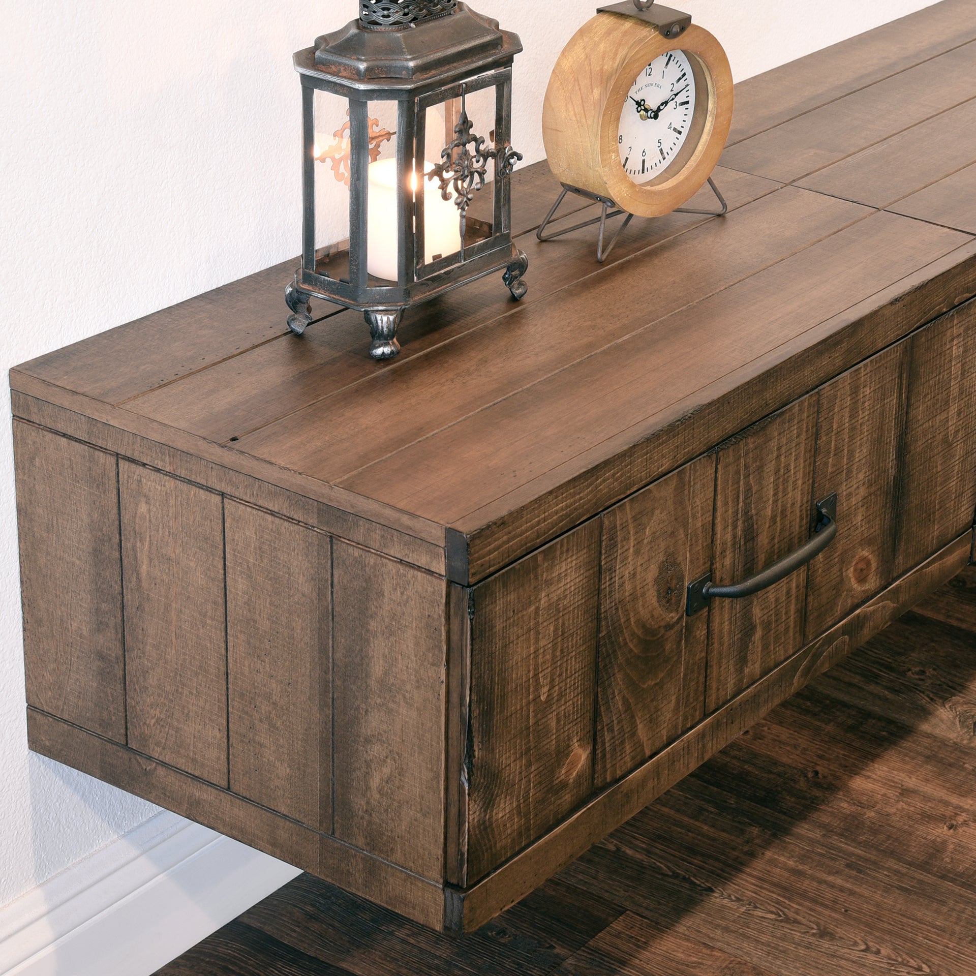 Farmhouse Rustic Wood Floating TV Stand Entertainment Center - Spice