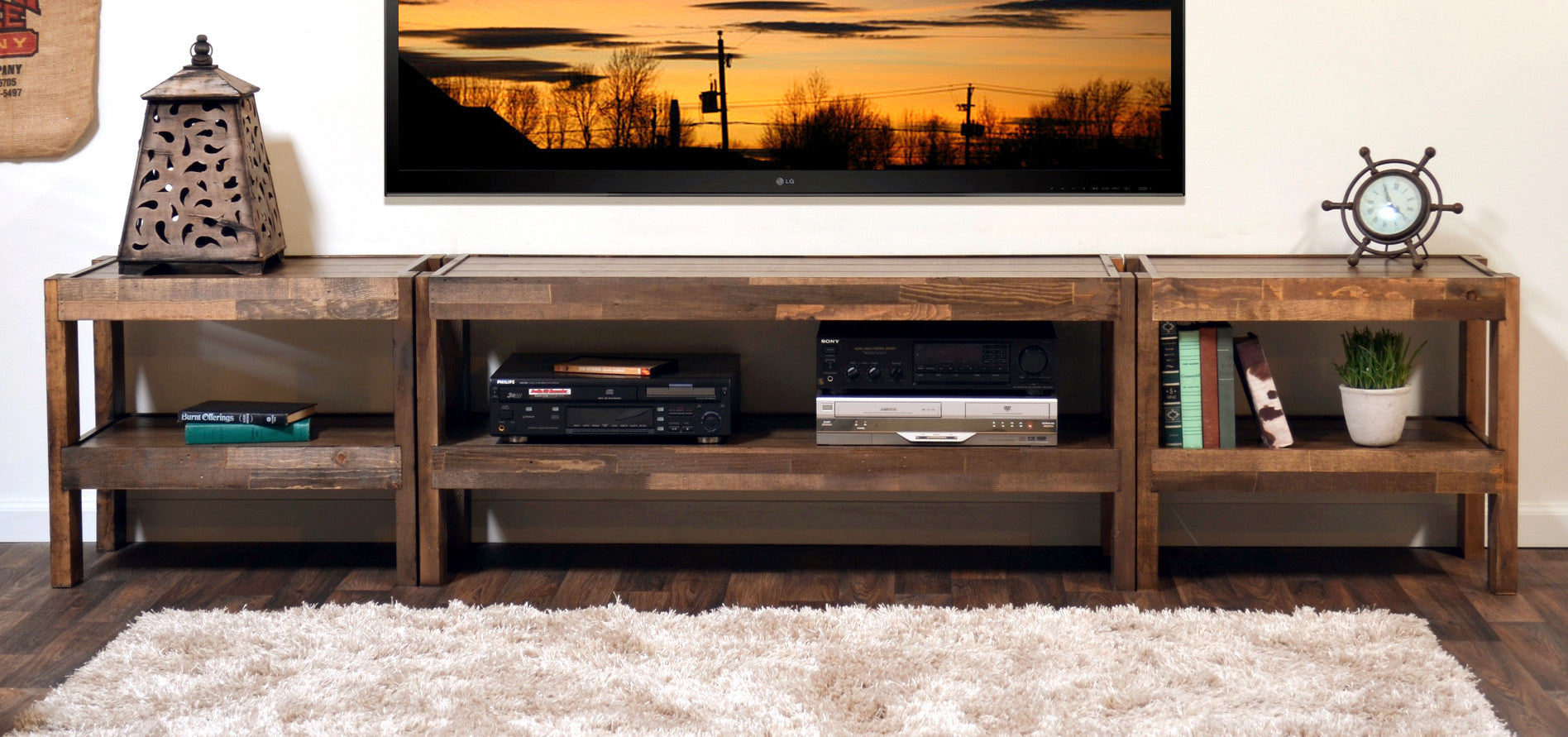 Rustic Wood TV Stand Entertainment Center Console presEARTH