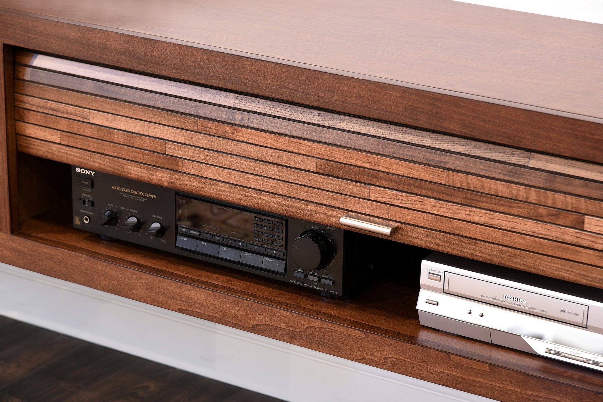 Handmade Floating TV Stand Modern Wall Mount Media Console - ECO GEO - Mocha