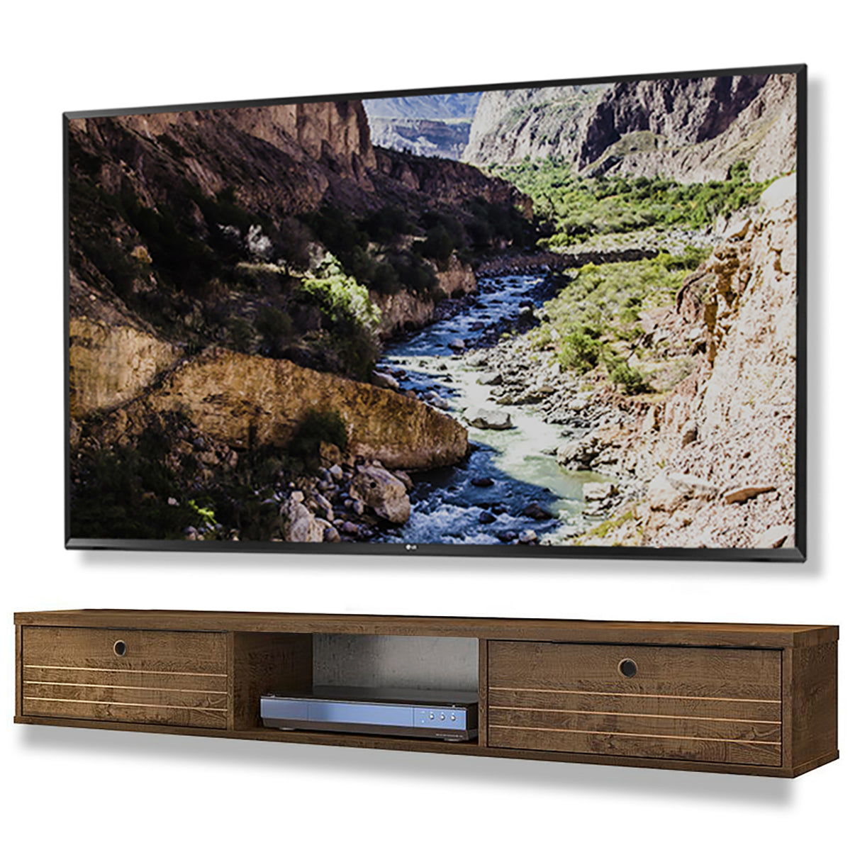 Floating TV Stand - Ellis - Stylish Savings - Brown