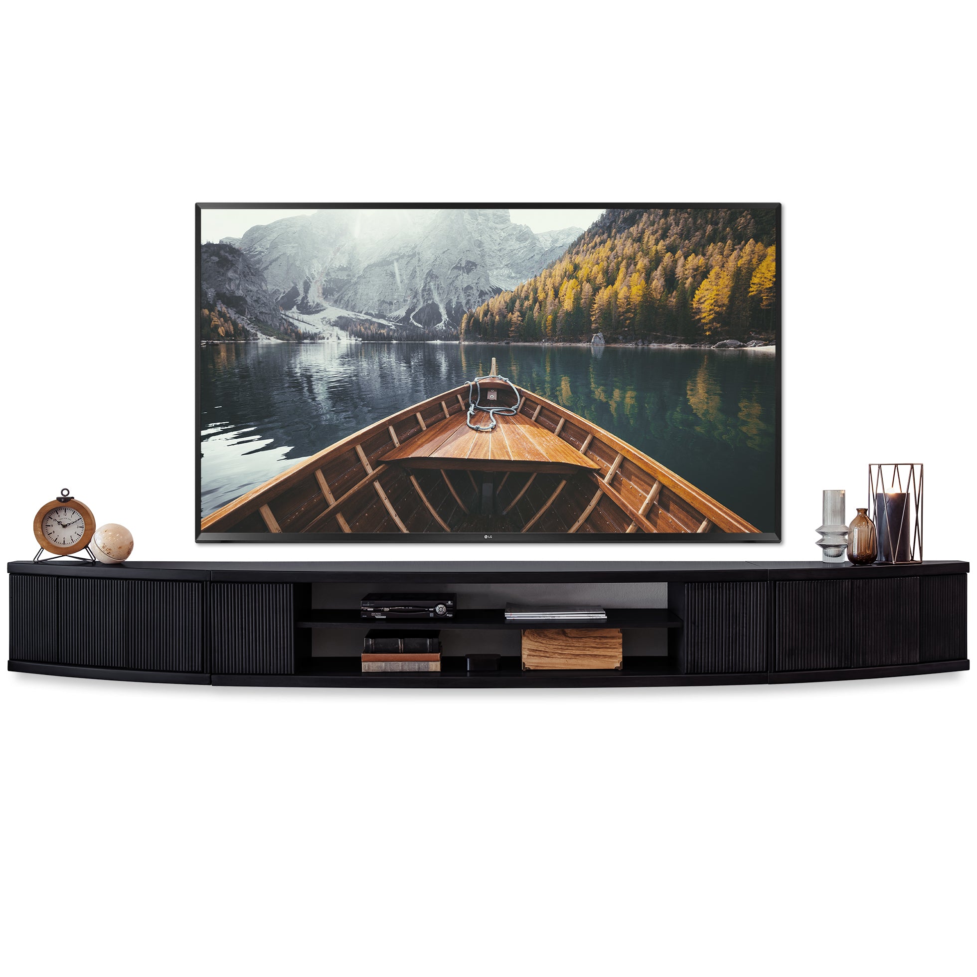 Floating TV Stand Wall Mount Entertainment Center Console - Arc - Black