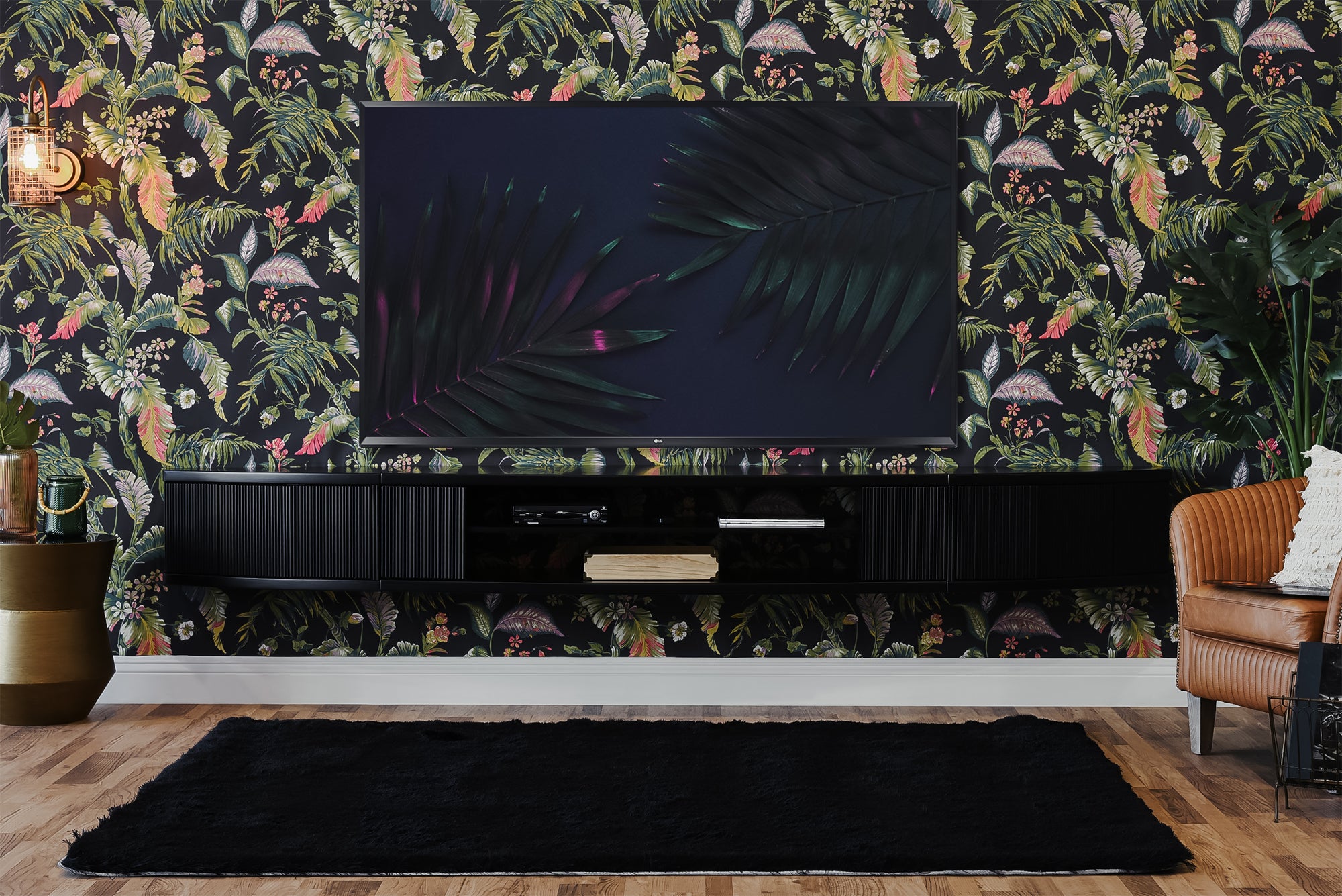 Floating TV Stand Wall Mount Entertainment Center Console - Arc - Black - OB 50% OFF!