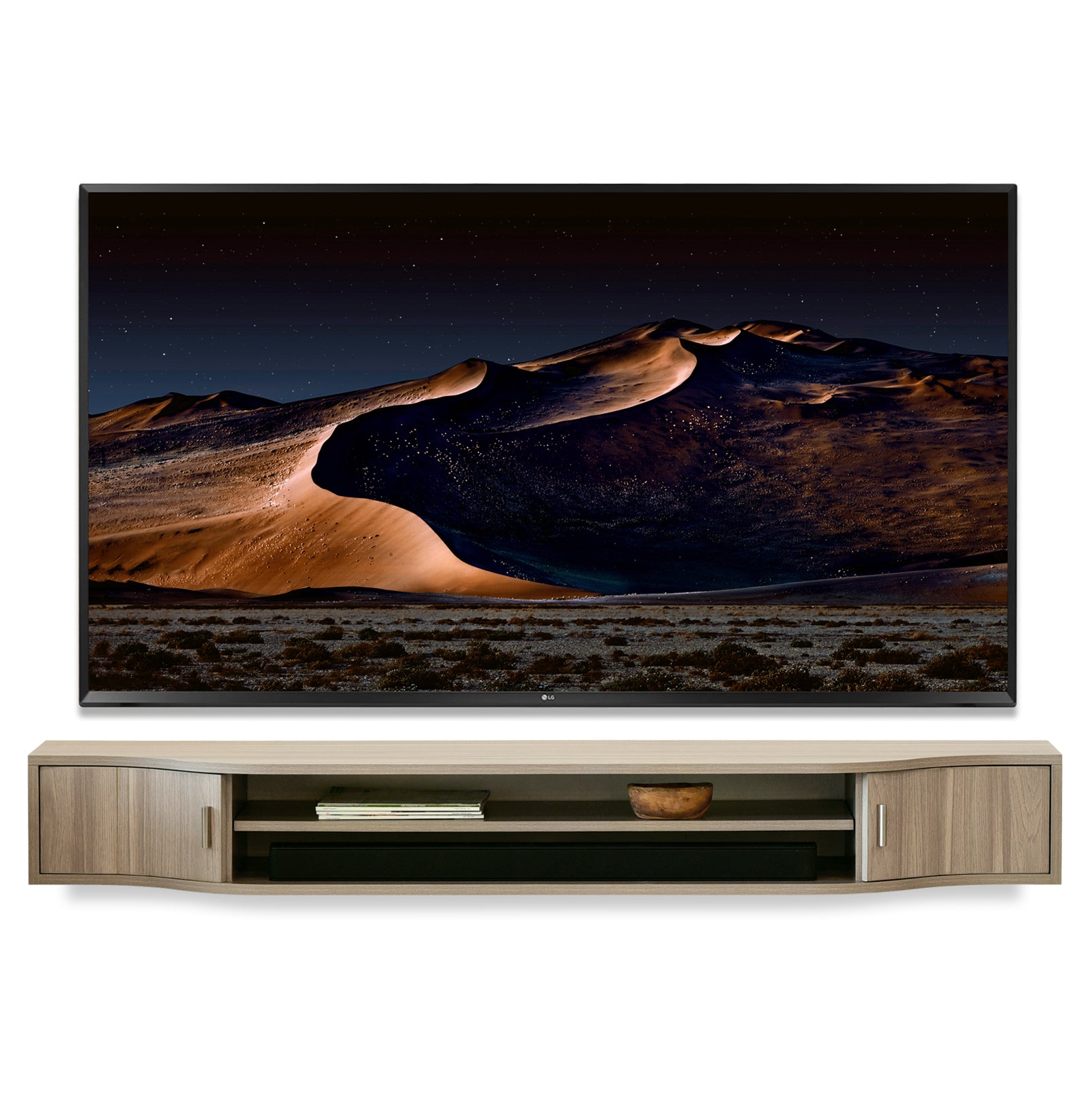 Woodwaves - Floating TV Stand Wall Mount Console - Mojave - Gray