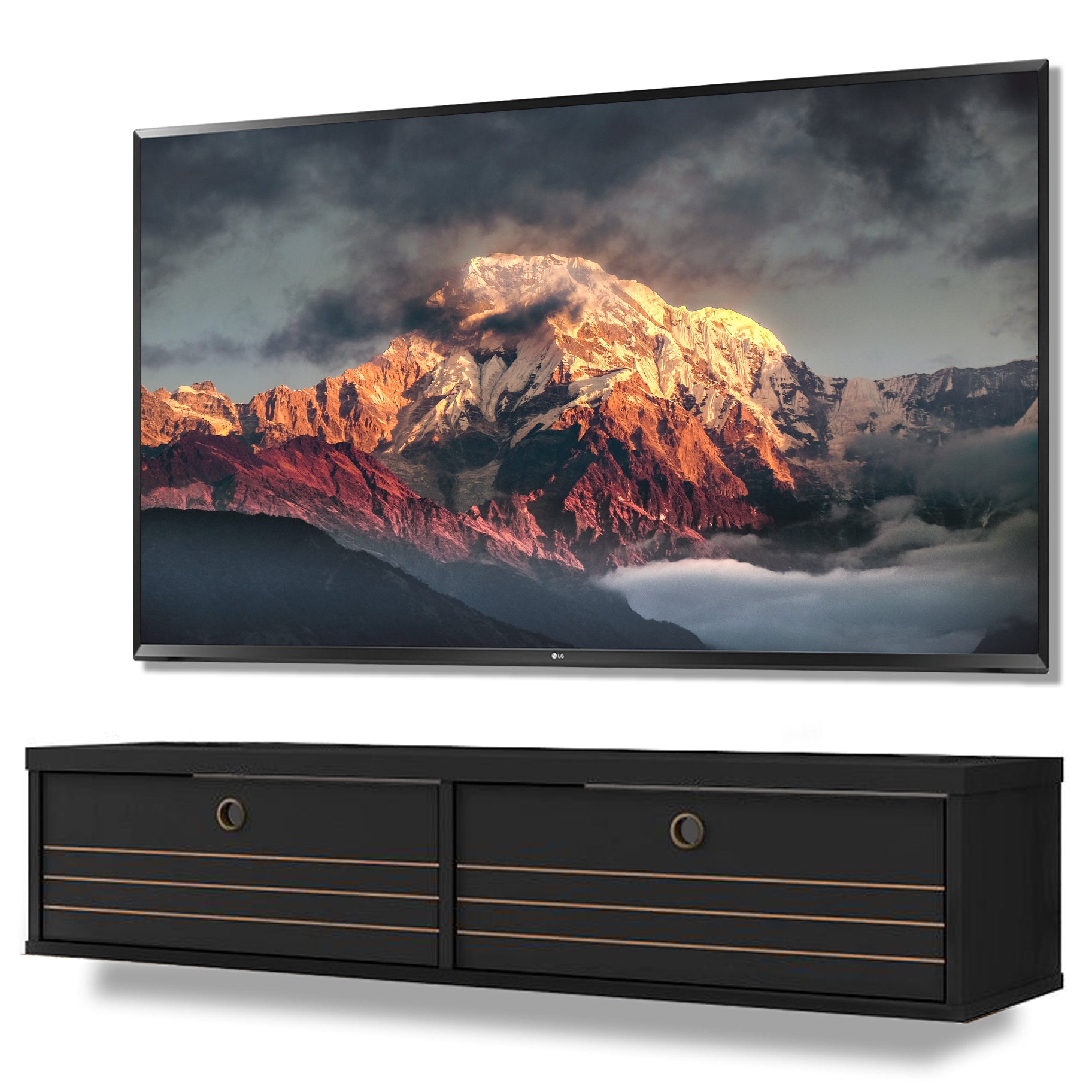 Floating TV Stand Wall Mount Console - Ellis - Stylish Savings - Black