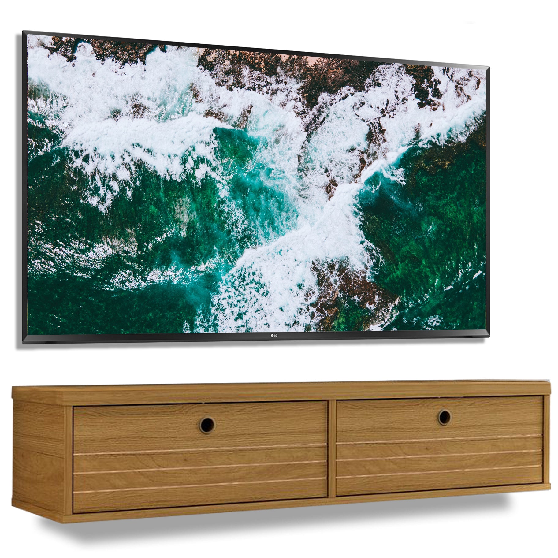 Floating TV Stand Wall Mount Console - Ellis - Stylish Savings - Cinnamon