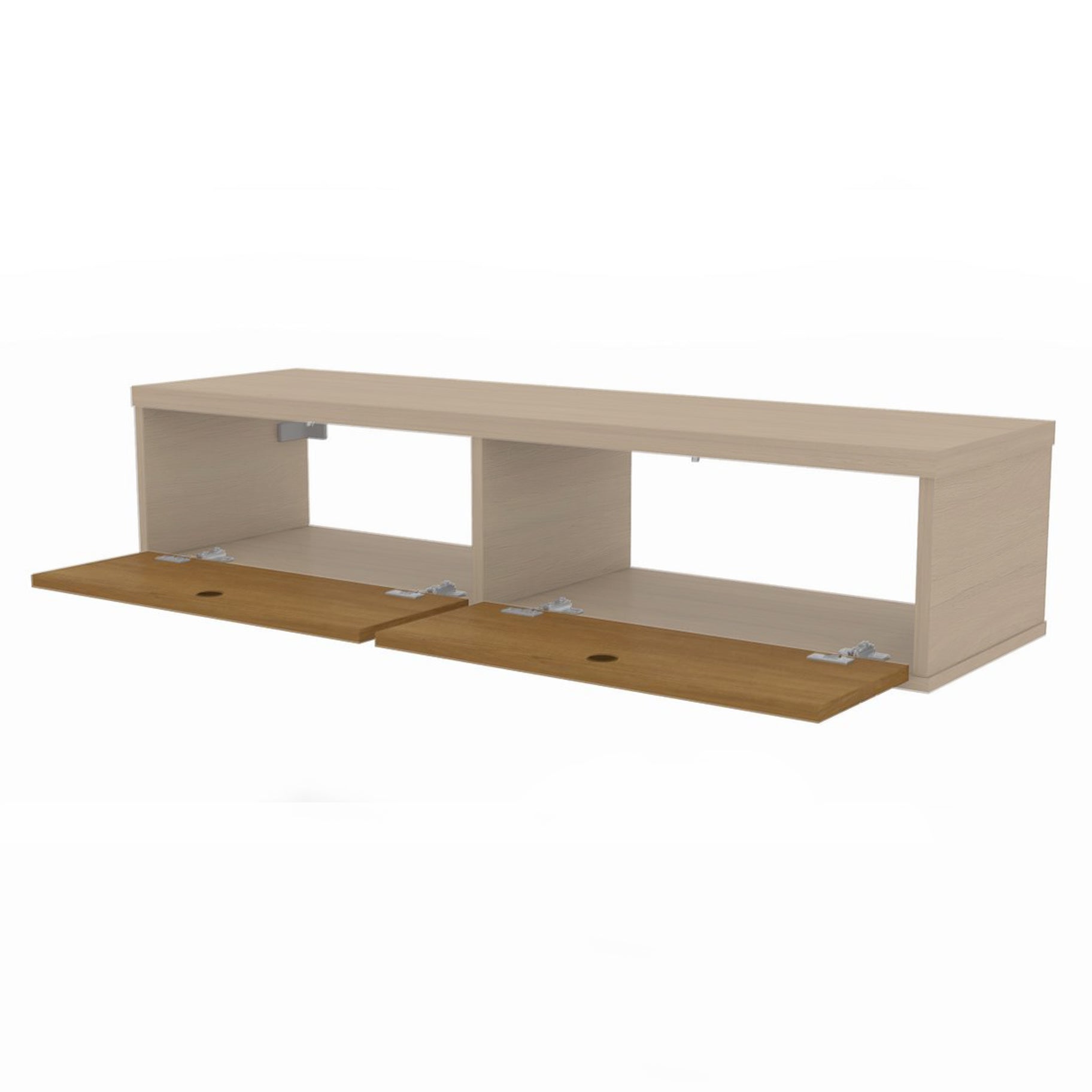 Floating TV Stand Wall Mount Console - Ellis - Stylish Savings - Off White & Cinnamon