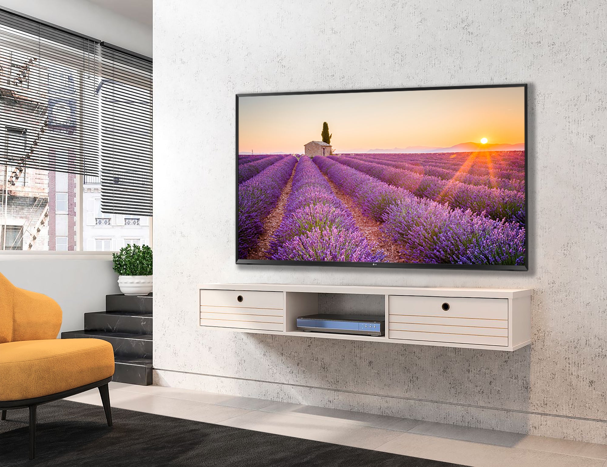 Floating TV Stand - Ellis - Stylish Savings - Off White