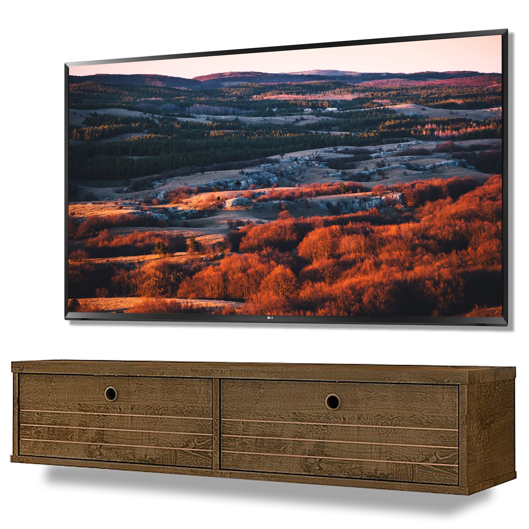 Floating TV Stand Wall Mount Console - Ellis - Stylish Savings - Brown