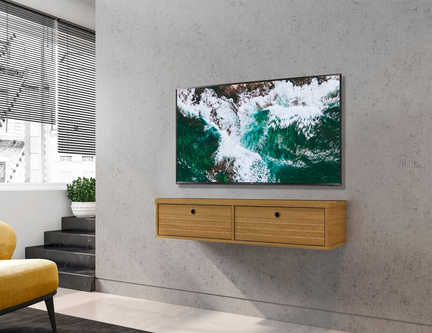 Floating TV Stand Wall Mount Console - Ellis - Stylish Savings - Cinnamon