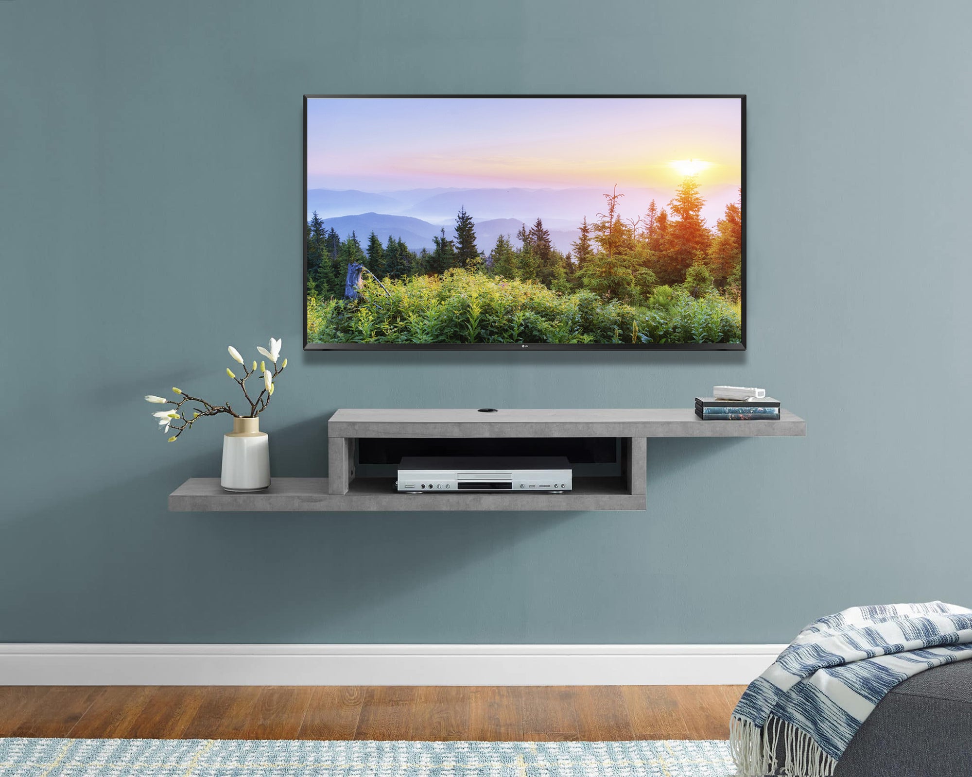 Floating 60" Wall Mount TV Stand - Coronado - Concrete