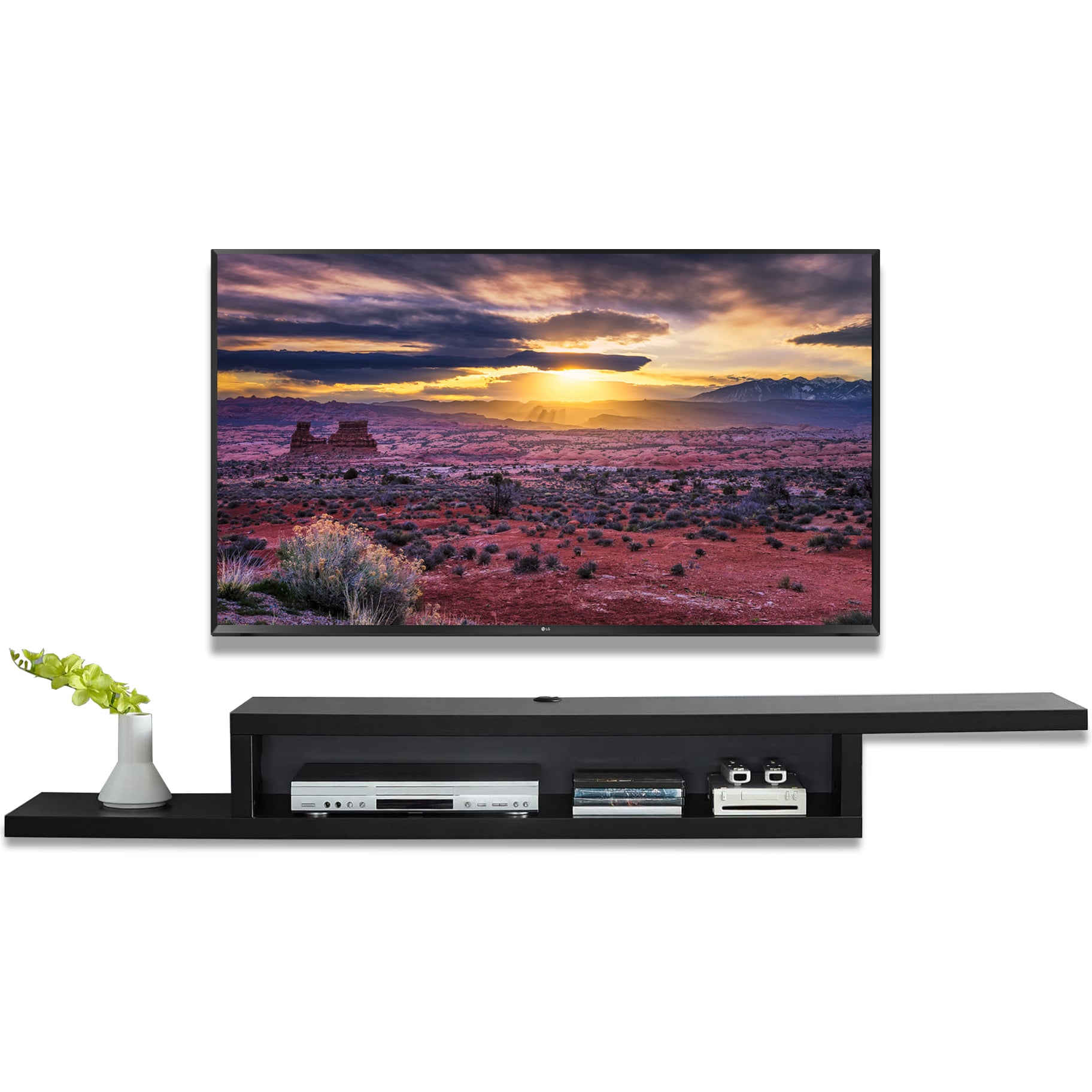 Floating 72" Wall Mount TV Stand - Coronado - Black
