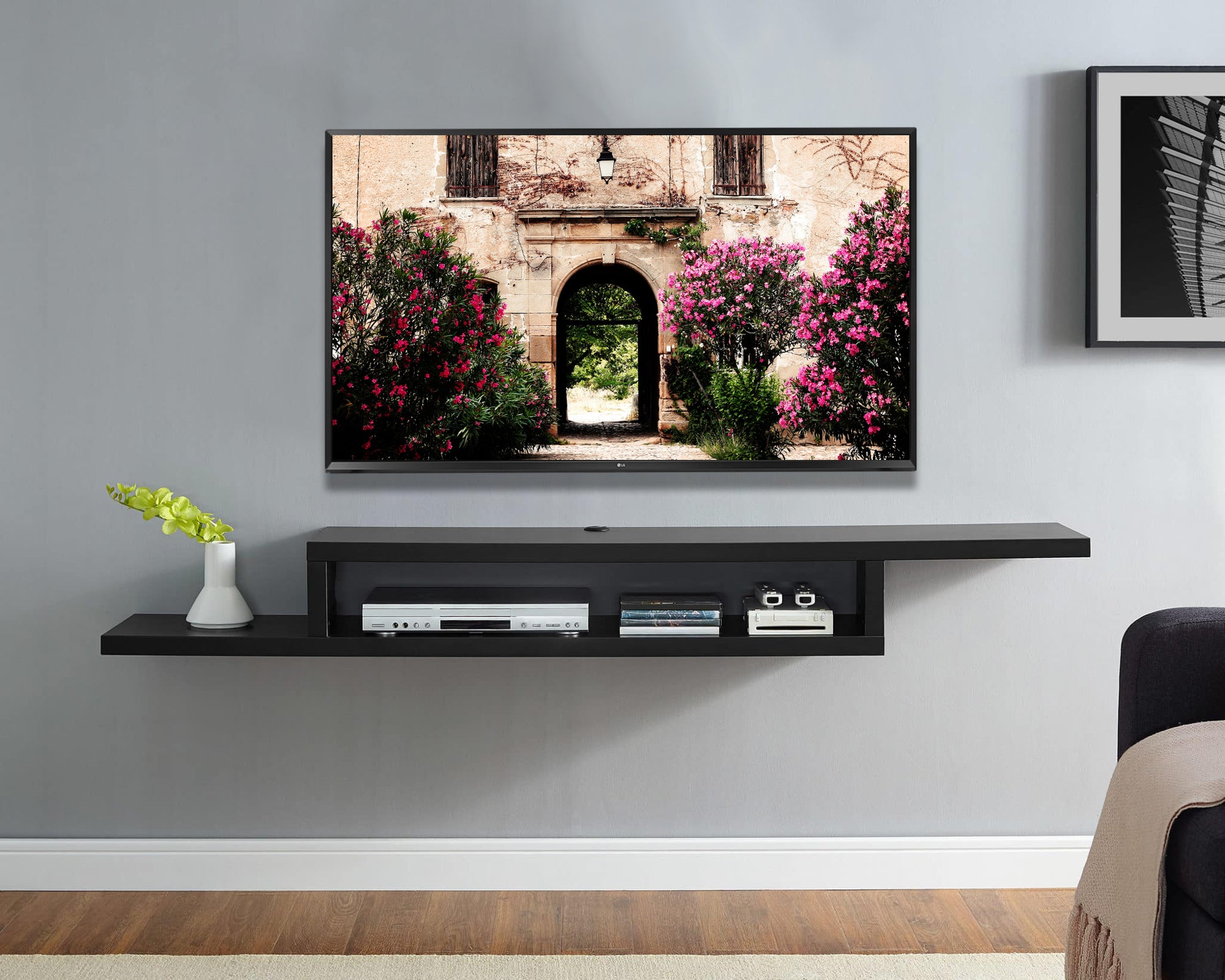 Floating 72" Wall Mount TV Stand - Coronado - Black