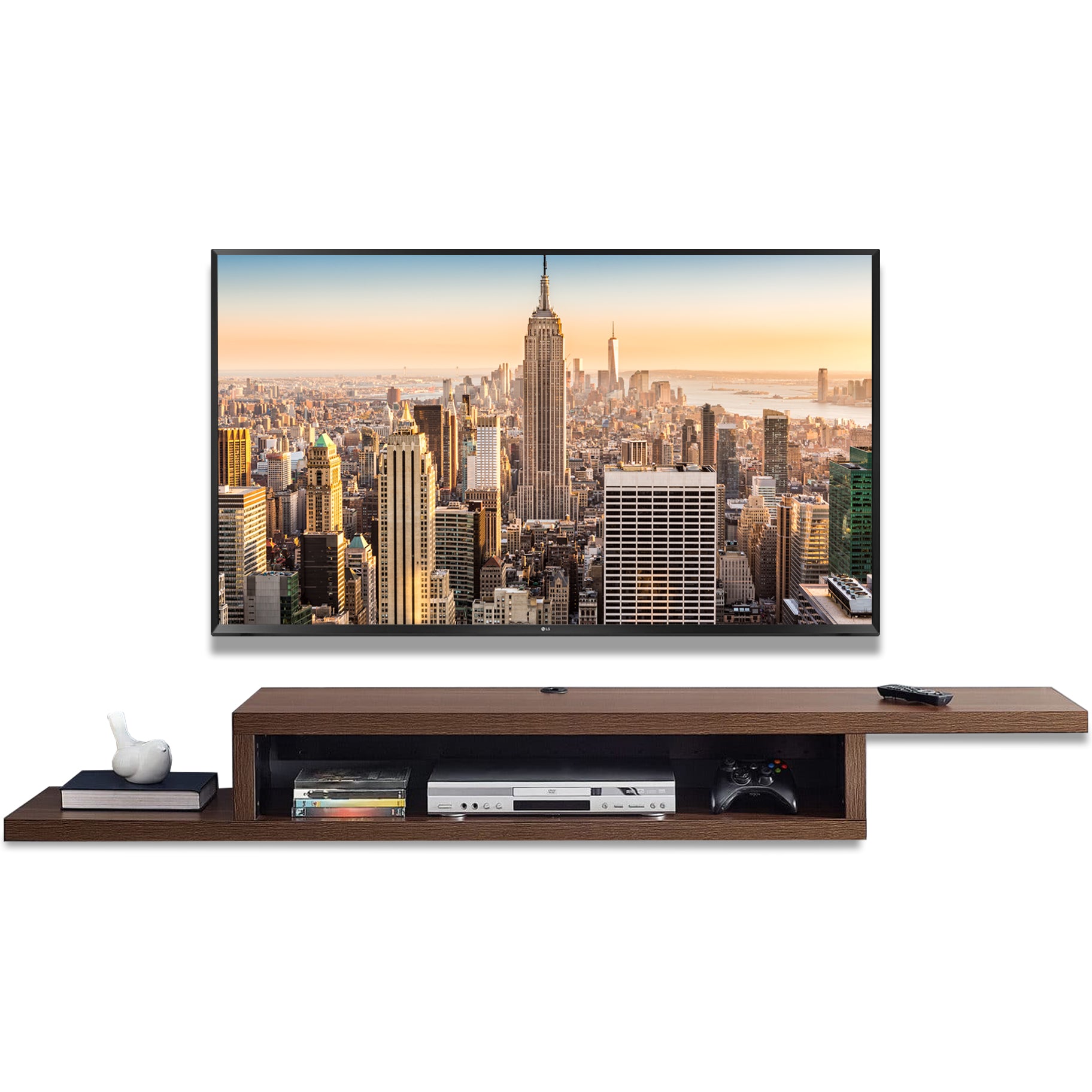 Floating 72" Wall Mount TV Stand - Coronado - Columbian Walnut
