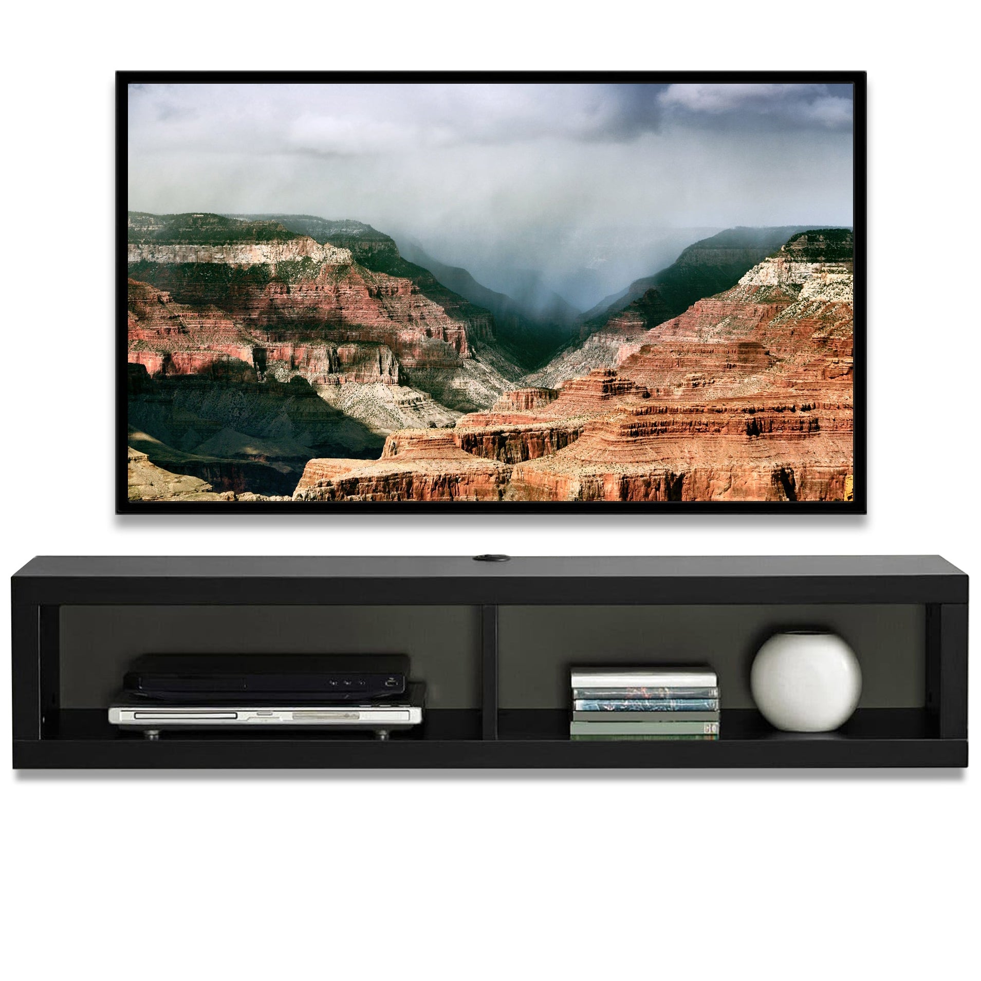 Floating Wall Mount TV Stand - Newport - Black