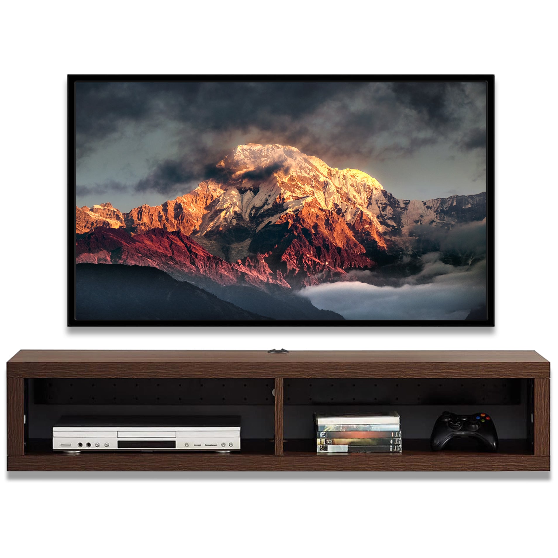 Floating Wall Mount TV Stand - Newport - Columbian Walnut