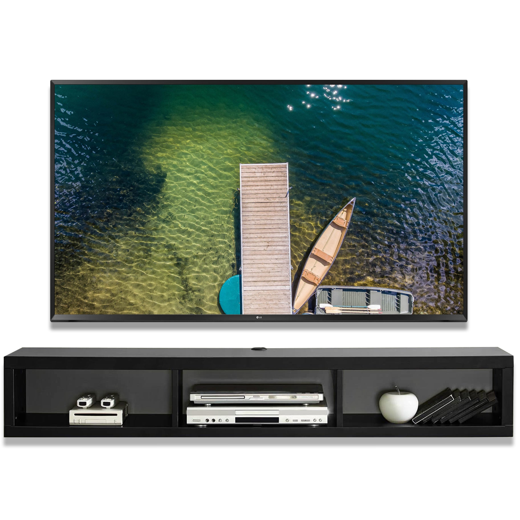 Floating Wall Mount TV Stand - Newport - Black